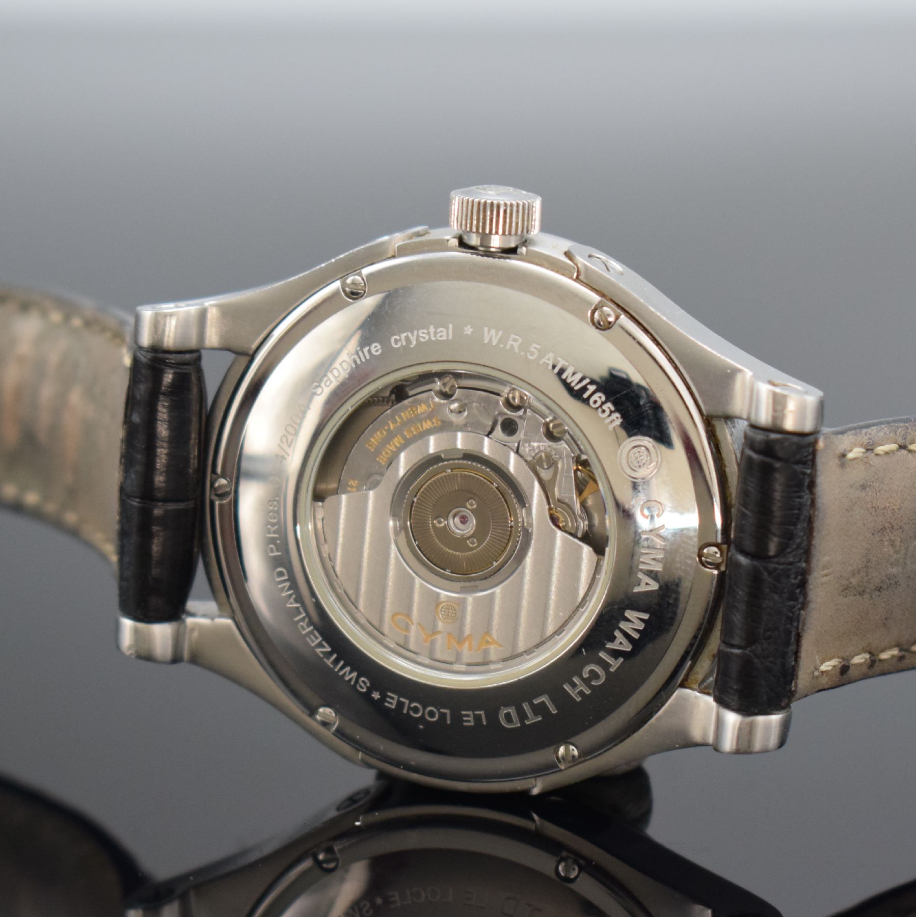 Detail d: CYMA seltener Armbandchronometer Imperium XL Referenz 72.100ST-COSC, Automatik, Schweiz um 2006, auf 200 Stück limitiertes Sondermodell in Edelstahl ...