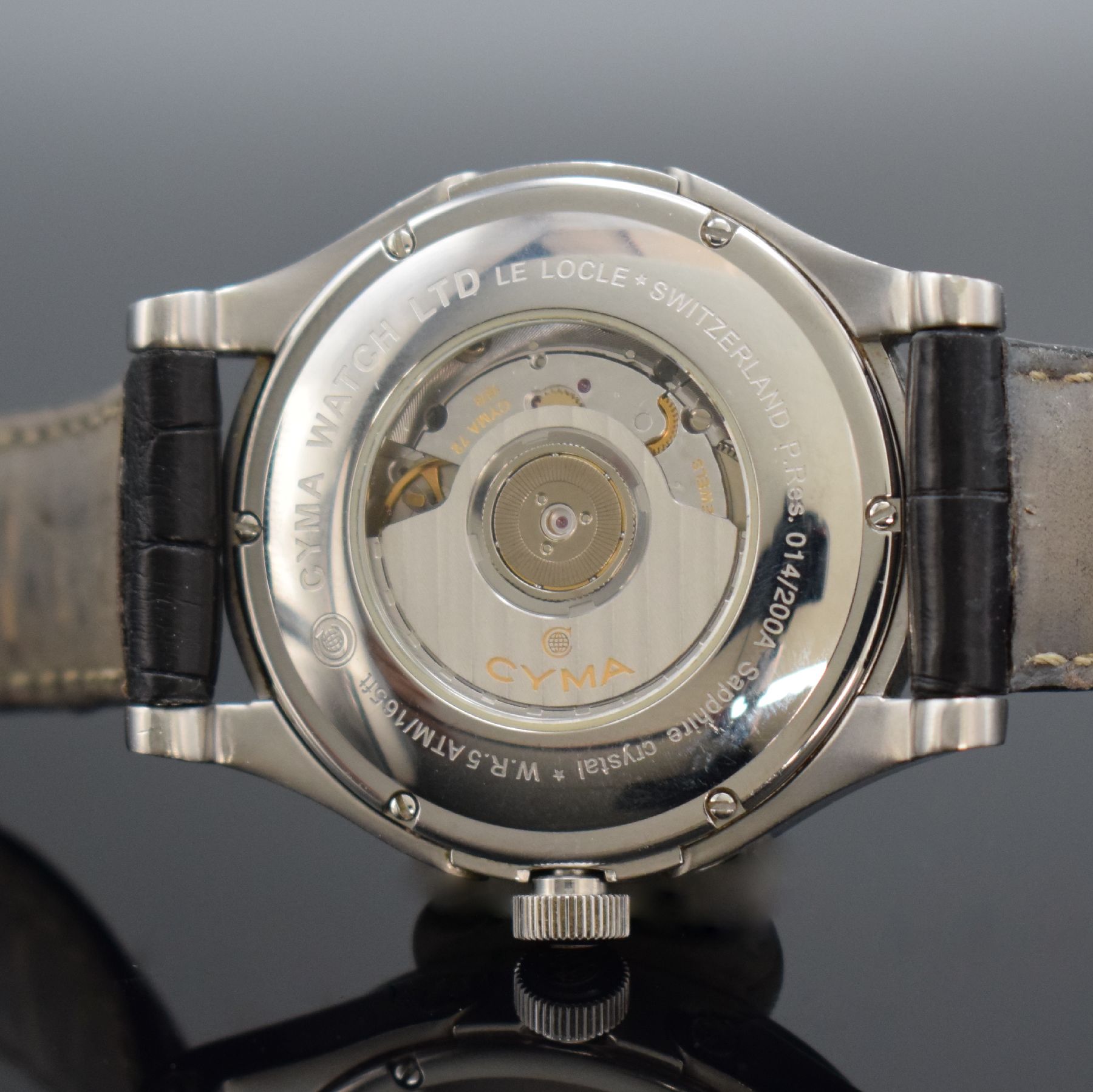 Detail e: CYMA seltener Armbandchronometer Imperium XL Referenz 72.100ST-COSC, Automatik, Schweiz um 2006, auf 200 Stück limitiertes Sondermodell in Edelstahl ...