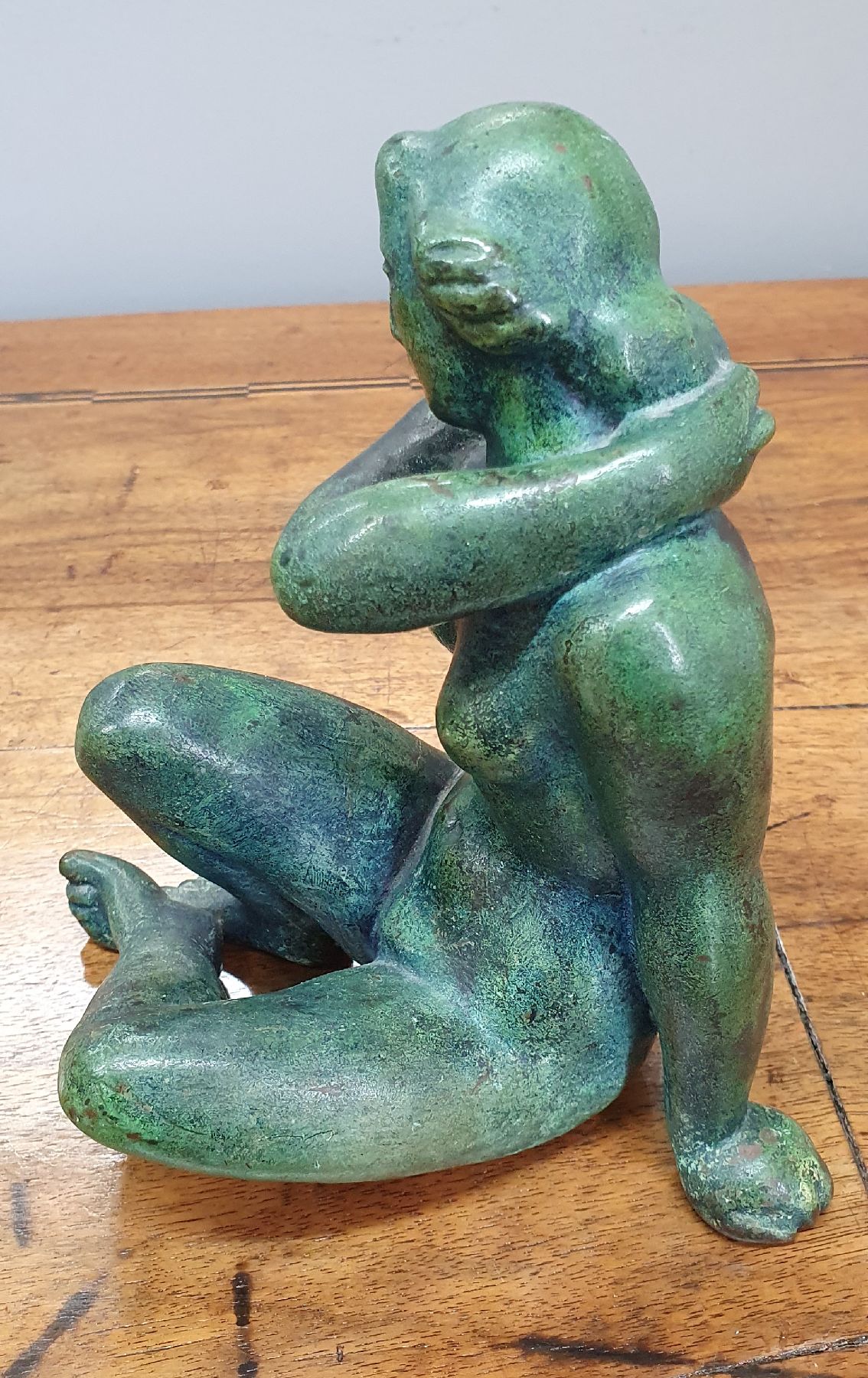 Detail c: Arno Breker, 1900-1991, sitzender Akt, Bronzeskulptur grün patiniert, signiert, H. ca. 17.5cm