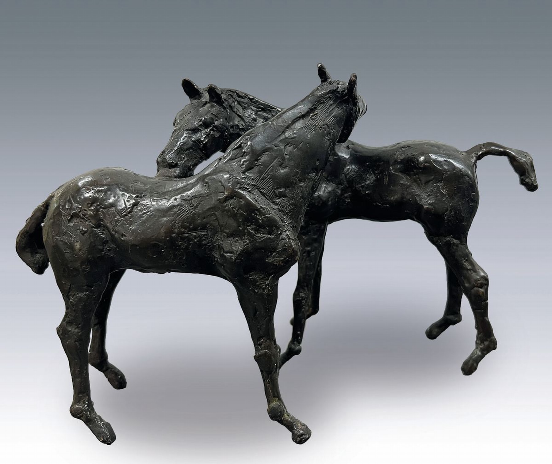 Kurt Arentz, 1934-2014, zwei Pferde, Bronzeskulptur, signiert, ca. 17x27c11cm