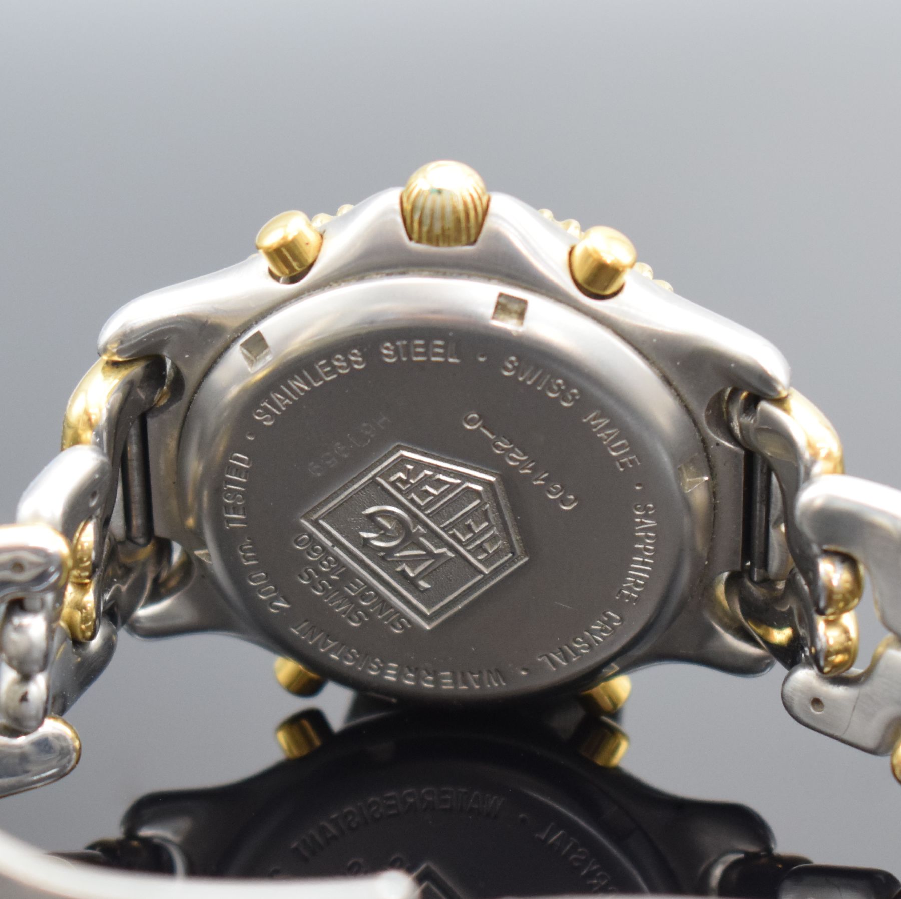 Detail h: TAG HEUER 2 Armbandchronographen Serie Professional Referenz CG1122-0 und CG1123-0, Schweiz um 2000, quarz, Edelstahlgeh. inkl. Gliederbänder m. ...
