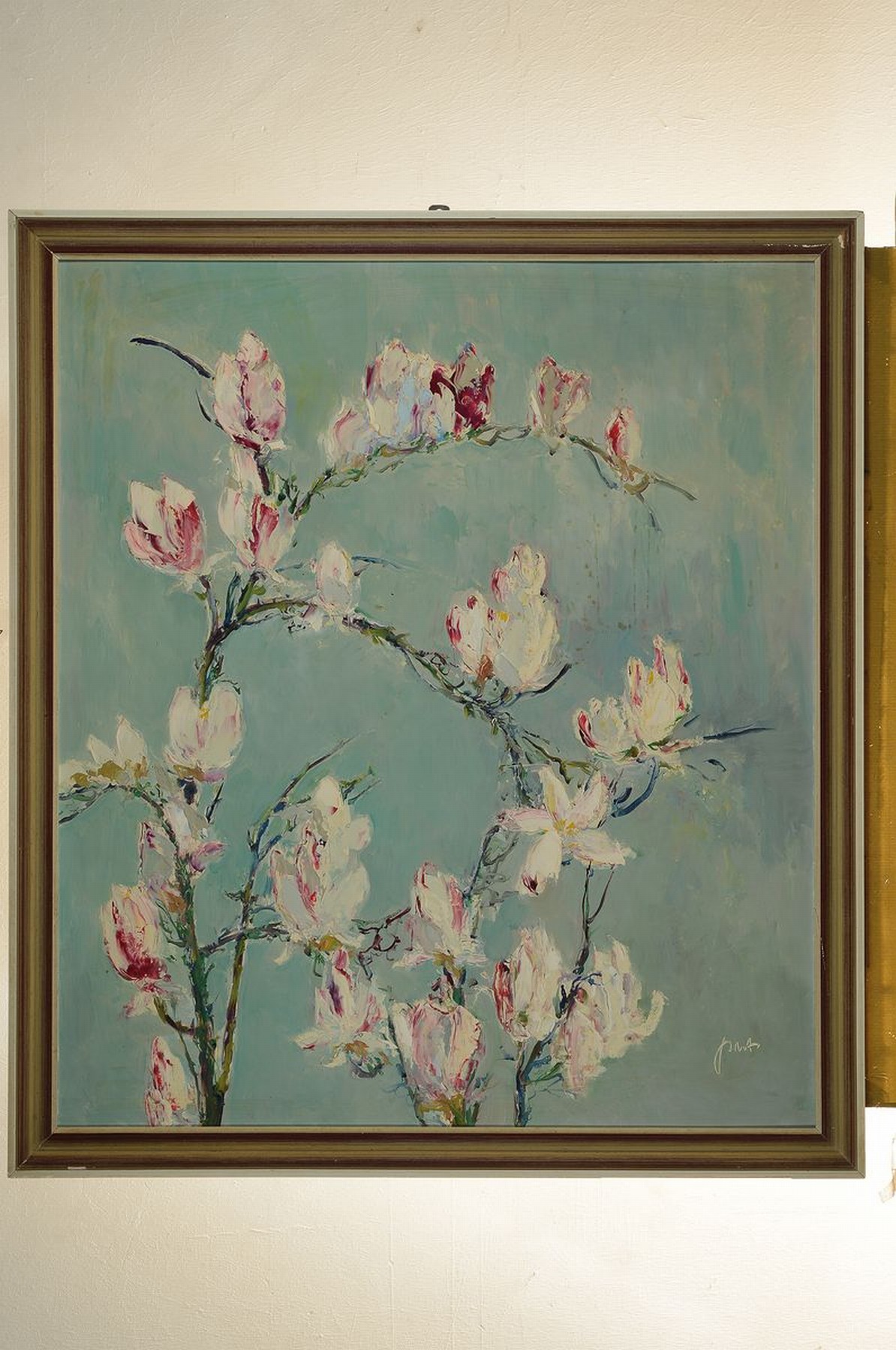 Detail k: Karl Graf, 1902-1986 Speyer, Magnolienblüte, Öl/Malkarton, signiert, rückseitig sign., betitelt und dat. 1983, ca. 80x70cm, R. ca. 86x76cm