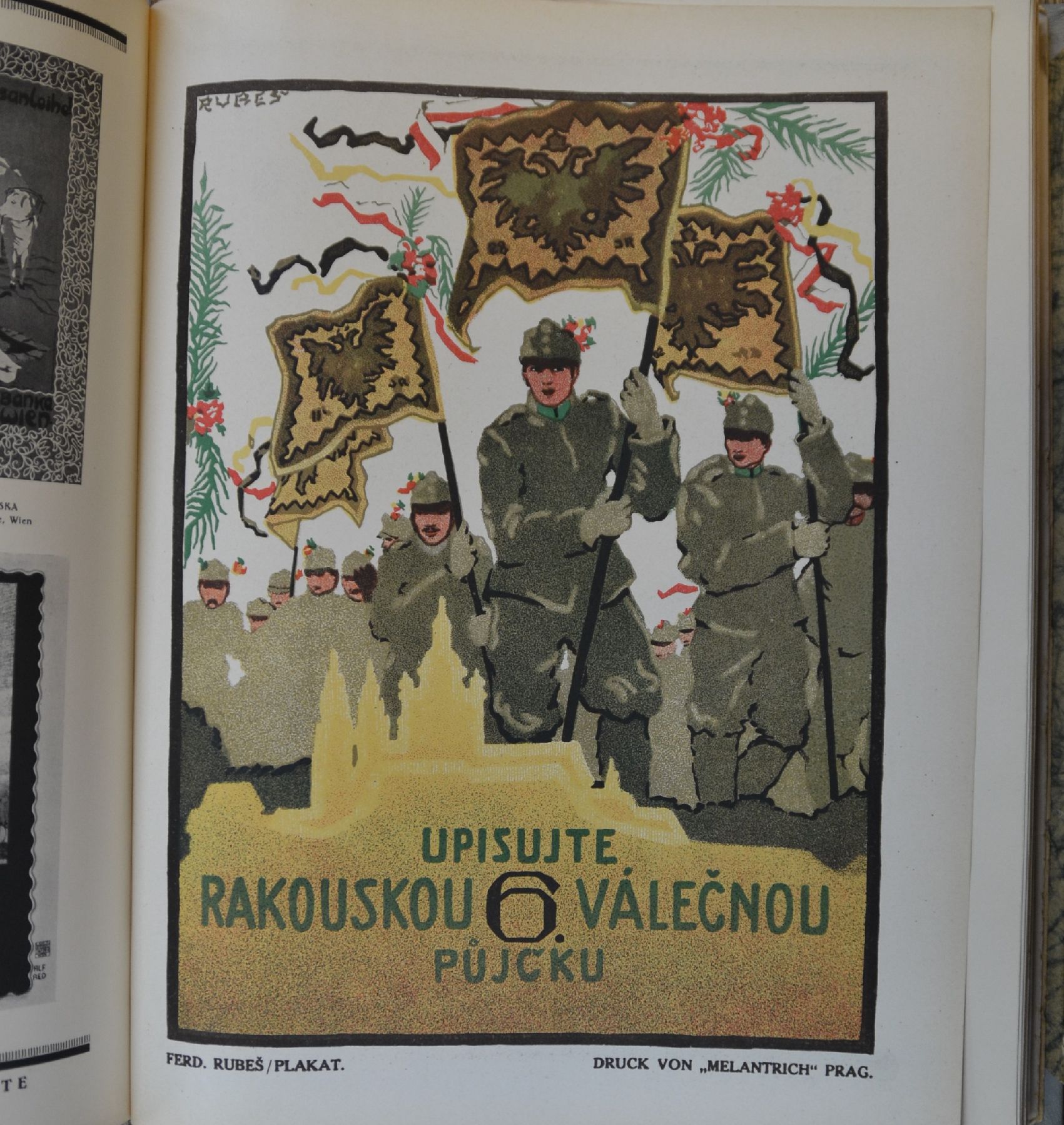 Detail e: Sammelband der Zeitschrift "Das Plakat", 9. Jahrgang 1918, 4 Bände sekundär gebunden: Januar 1918, März 1918, Mai-Juli 1918, ...