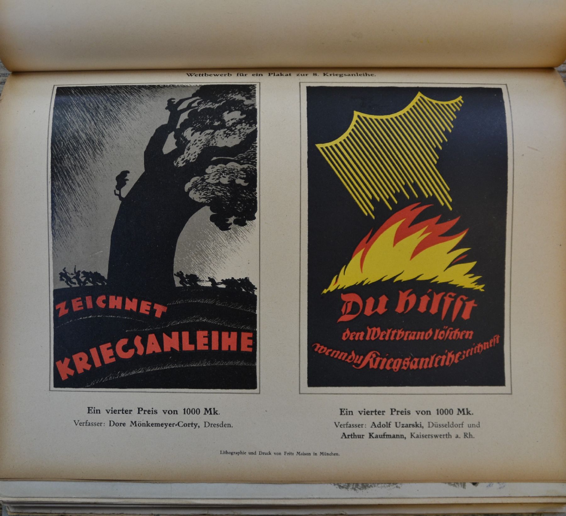 Detail i: Sammelband der Zeitschrift "Das Plakat", 9. Jahrgang 1918, 4 Bände sekundär gebunden: Januar 1918, März 1918, Mai-Juli 1918, ...
