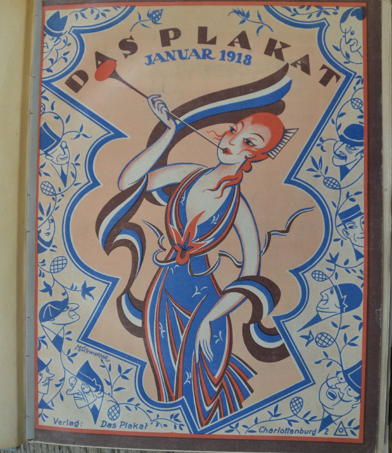 Detail p: Sammelband der Zeitschrift "Das Plakat", 9. Jahrgang 1918, 4 Bände sekundär gebunden: Januar 1918, März 1918, Mai-Juli 1918, ...