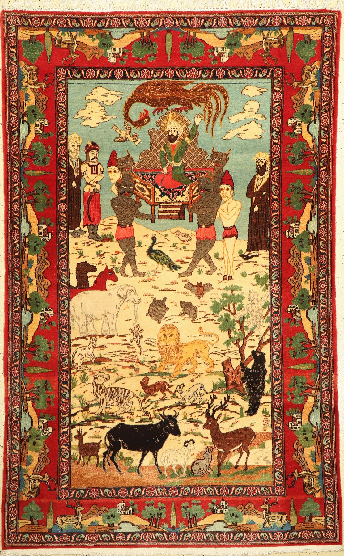 Antiker Keschan(König Salomon), Persien, um 1910/1920, Korkwolle geknüpft auf Baumwolle, ca. 210 x 135 cm, EHZ:(nahezu perfekter Zustand).
