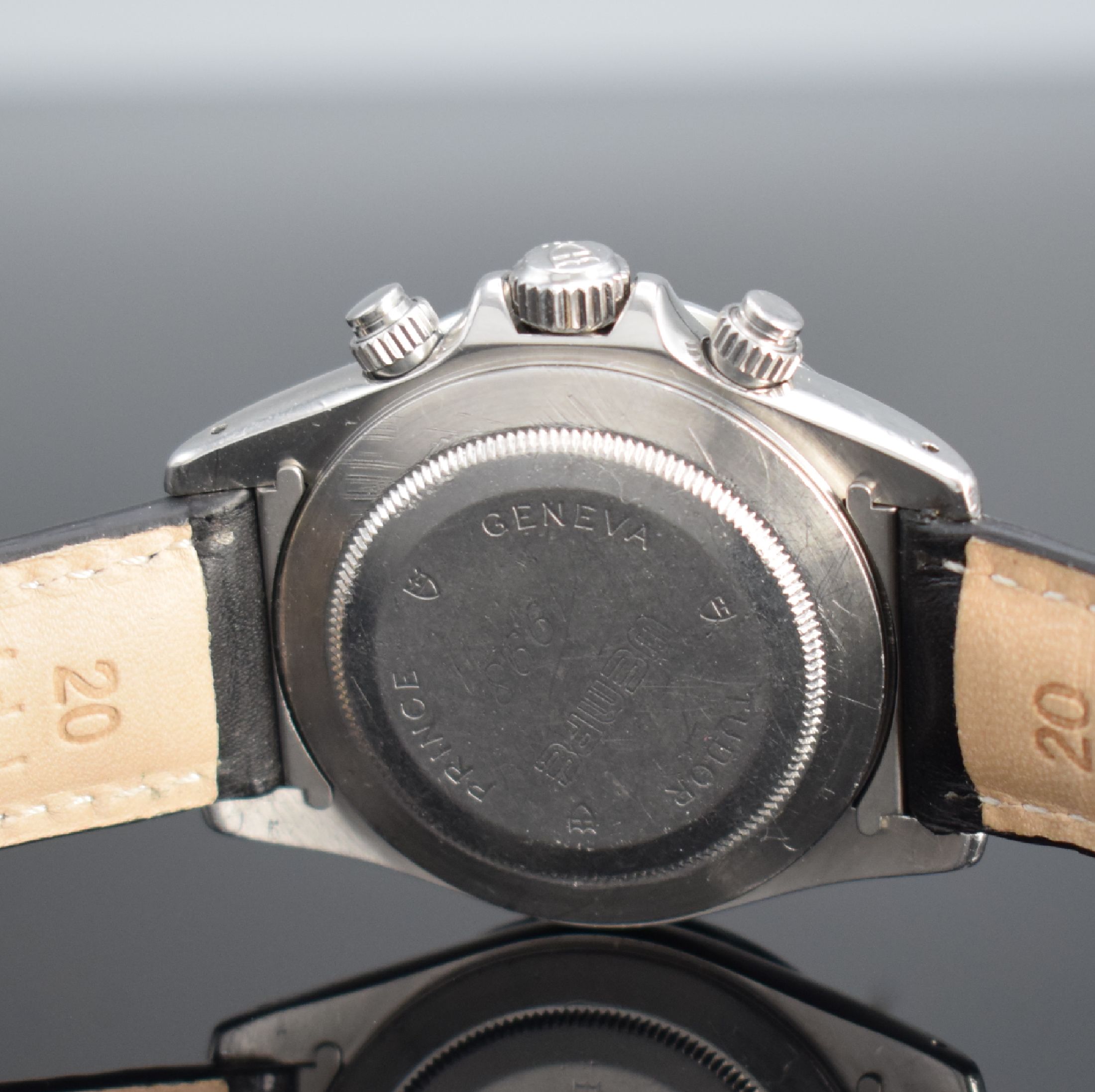 Detail e: TUDOR Tiger Armbandchronograph in Stahl Referenz 79280P mit gelbem Zifferblatt, Schweiz um 1998, Automatik, verschr. Oystergeh., Boden m. Gravur ...
