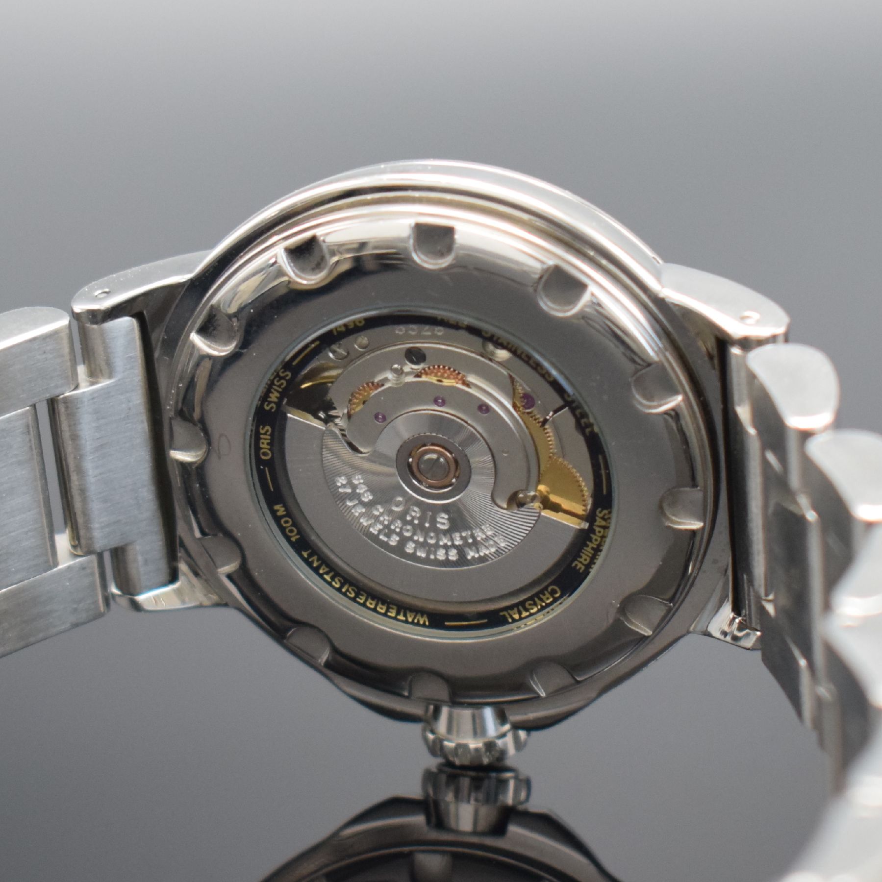 Detail g: ORIS Chronometer Herrenarmbanduhr Referenz 7496, Schweiz um 2015, Automatik, verschr. beids. vergl. Edelstahlgeh. inkl. orig. Gliederband m. ...