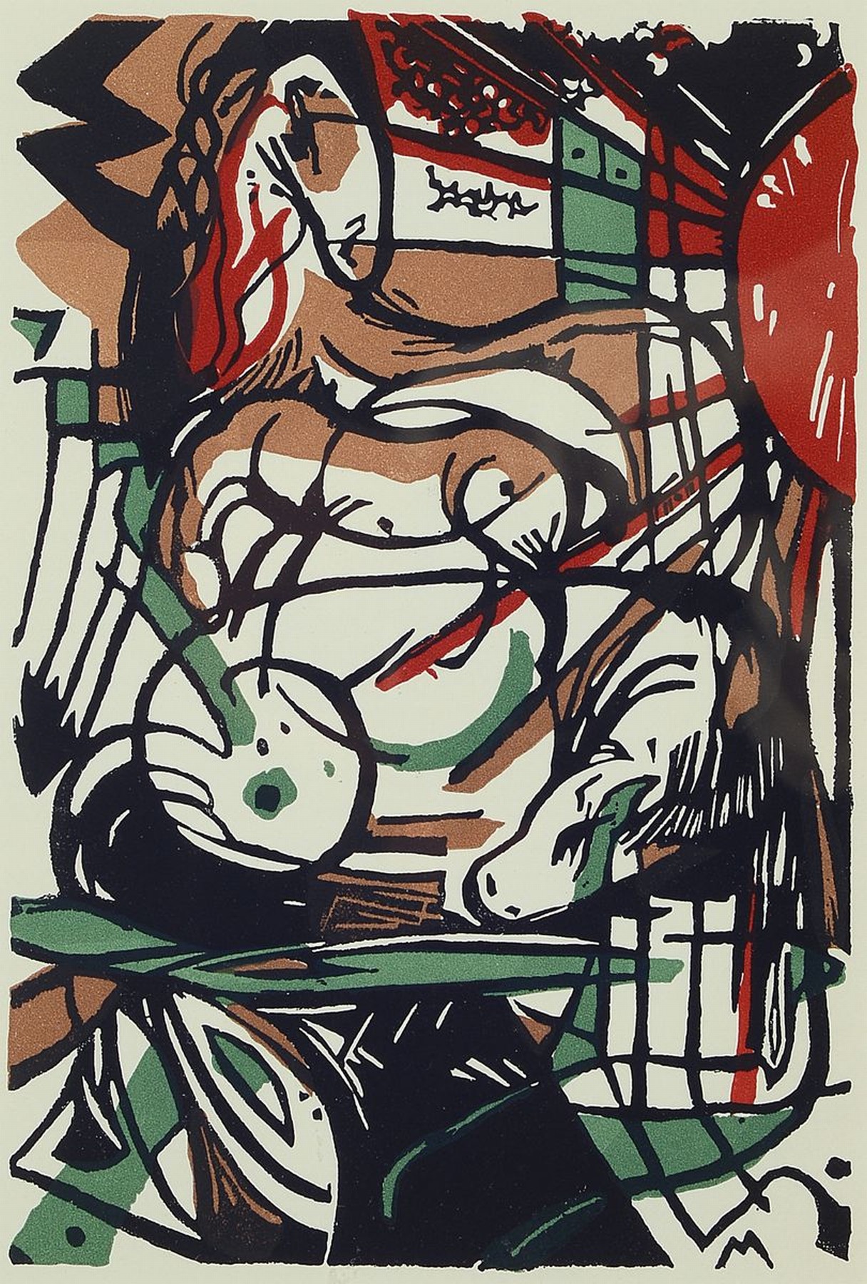 Franz Marc, 1880-1916, Die Geburt der Pferde, späterer Abzug des Farbholzschnitts von 1911, ca. 14x21cm, PP, u.Gl., R. ca. 30x35cm