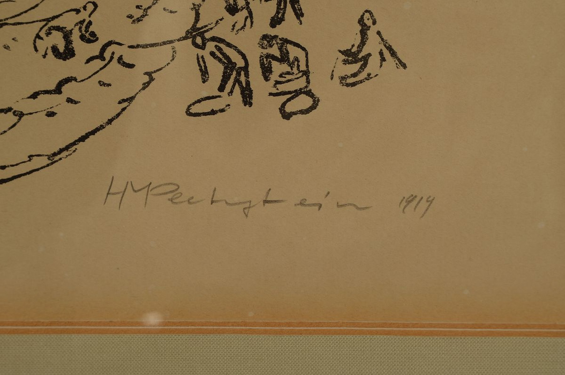 Detail a: Hermann Max Pechstein, 1881-1955, Einholen des Bootes, Lithographie von 1919, rechts unten handsigniert und dat., leicht gebräunt, Bildausschnitt ...
