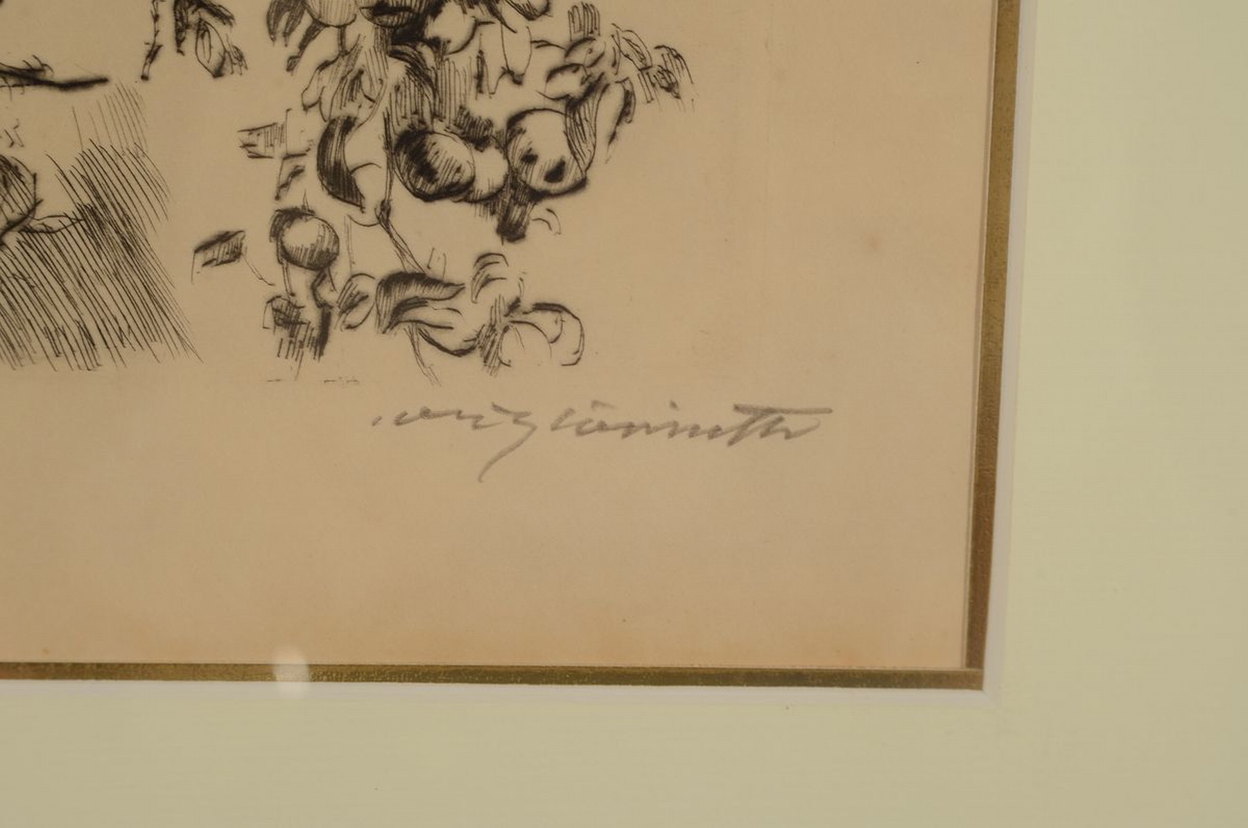 Detail a: Lovis Corinth, 1858-1925, Apfelzweige, Radierung von 1916, handsigniert, ca. 9x11.8cm, PP, u.Gl., R. ca. 54x44cm