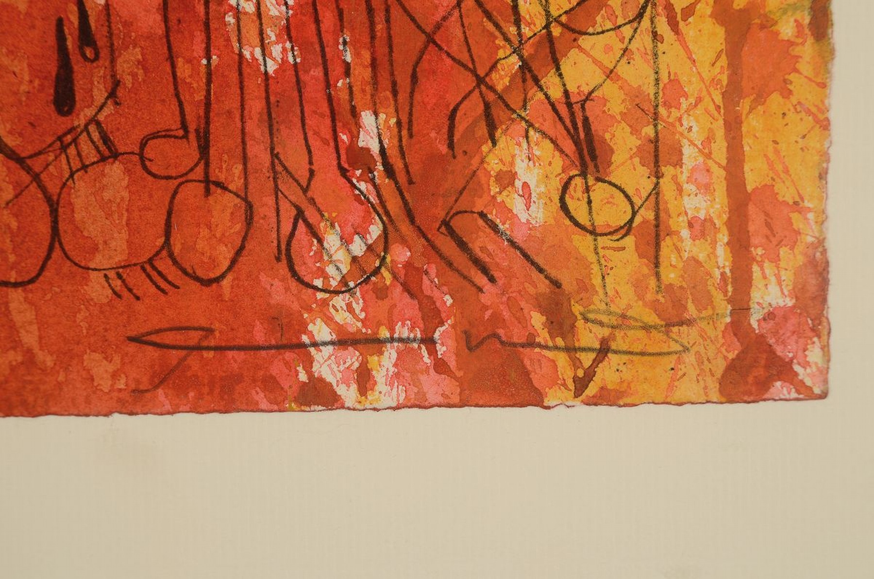 Detail a: Hermann Nitsch, geb. 1938, Kreuzigungsszene, Farblithographie, rechts unten handsigniert, ca. 29x22.5cm, u.Gl., R. ca. 38x29cm