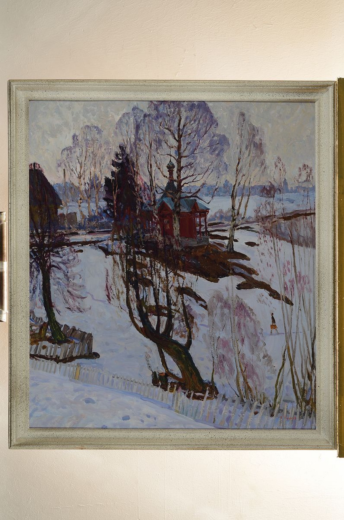 Detail k: Leonid I. Rudnev, geb. 1938, Maler aus Kursk , Studium am Kunst- u. Grafikkolleg Kursk u.am Kharkov Art Institute, Verschneite Winterlandschaft, ...