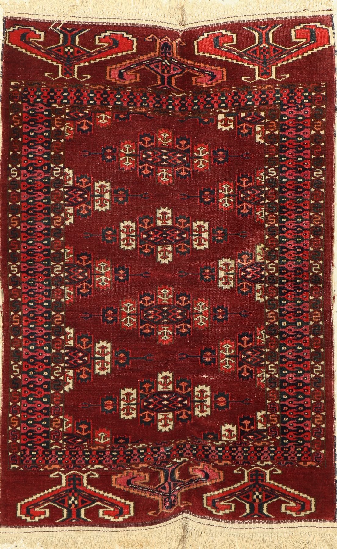 Yomud Kepsegül Herdteppich, Turkmenistan, um 1920, Wolle auf Wolle, ca. 114 x 74 cm, EHZ: 3(Trittfalten)