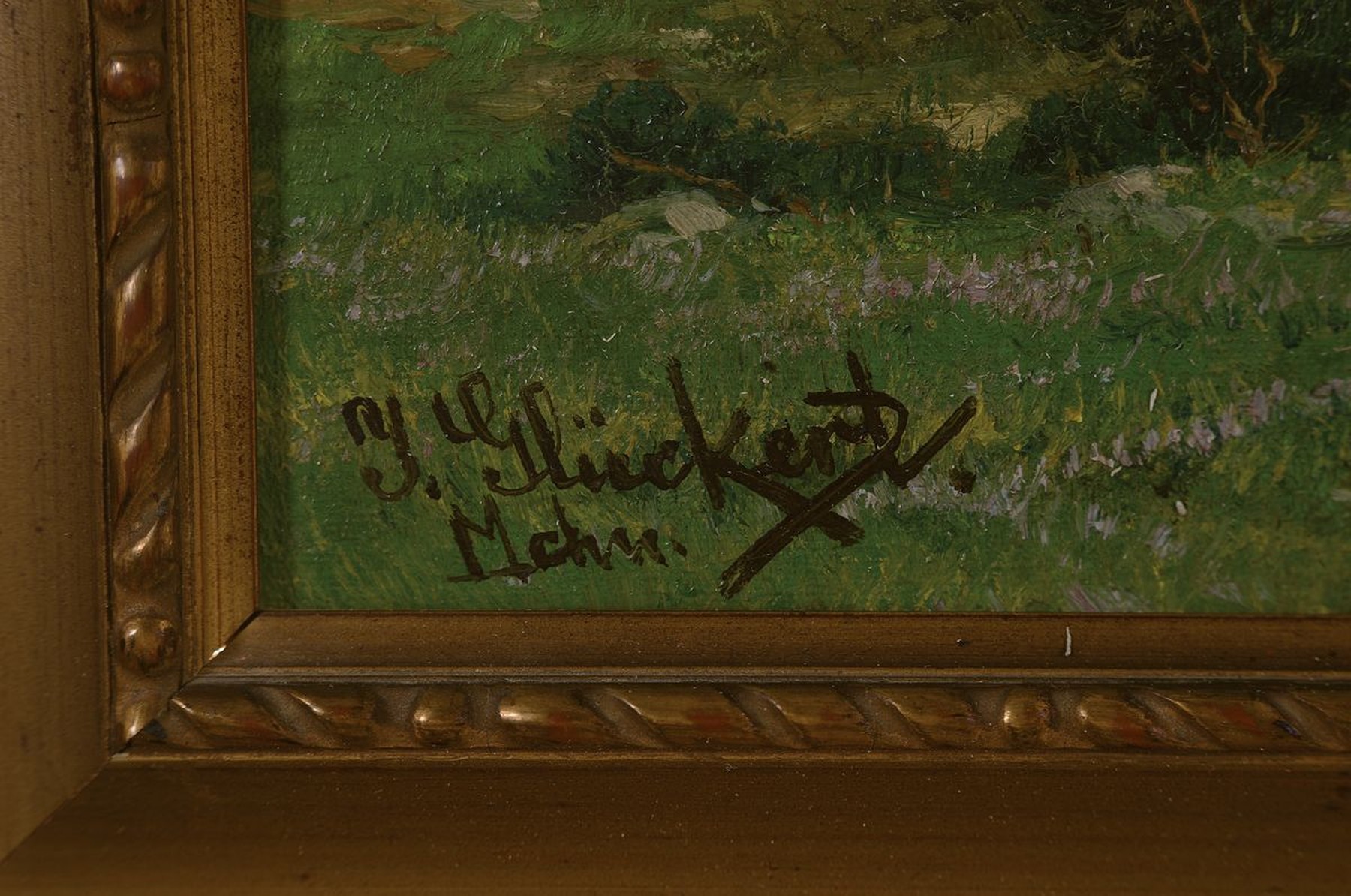 Detail a: Johannes Glückert, 1868 Mainz-1921, Studium an der Akademie Karlsruhe, wirkte in Düsseldorf und im Taunus, hier: Dachauer Moor bei München, ...