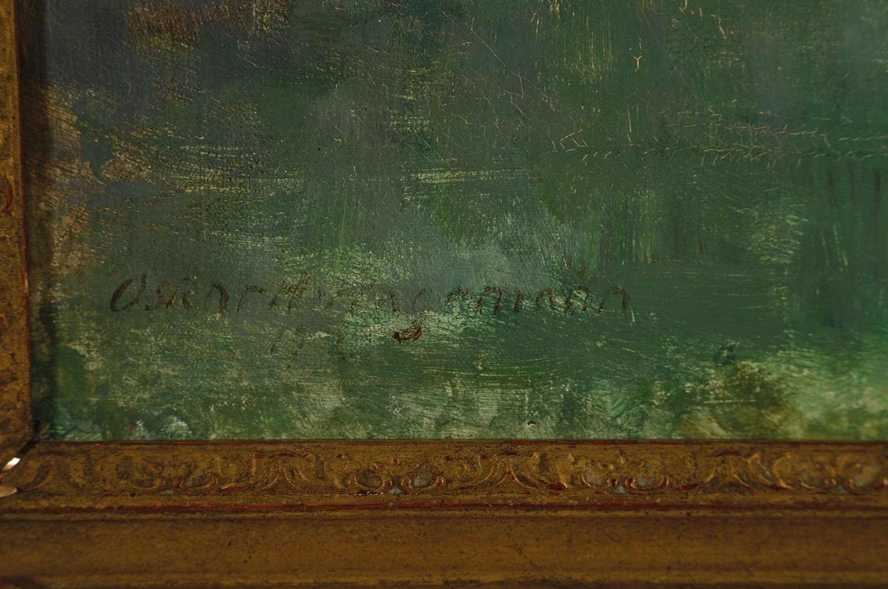 Detail a: Oskar Hagemann, 1888 Holoubkau/Böhmen-1984 Karlsruhe, Studium an der Akademie Karlsruhe bei Schmitt-Reutte und als Meisterschüler von Trübner, ...