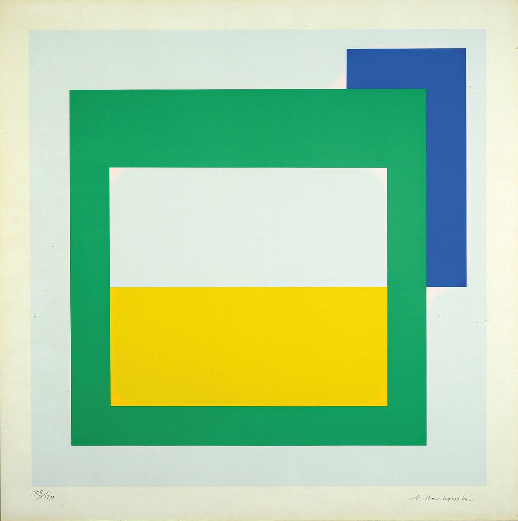 Anton Stankowski, 1906-1998, Farbserigraphie, handsigniert, num. 109/120, ca. 51x51cm, u.Gl., R. ca. 61x61cm