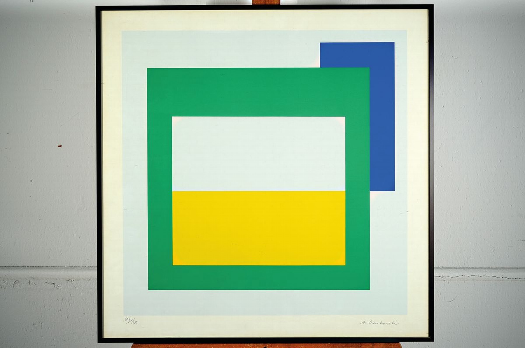 Detail k: Anton Stankowski, 1906-1998, Farbserigraphie, handsigniert, num. 109/120, ca. 51x51cm, u.Gl., R. ca. 61x61cm