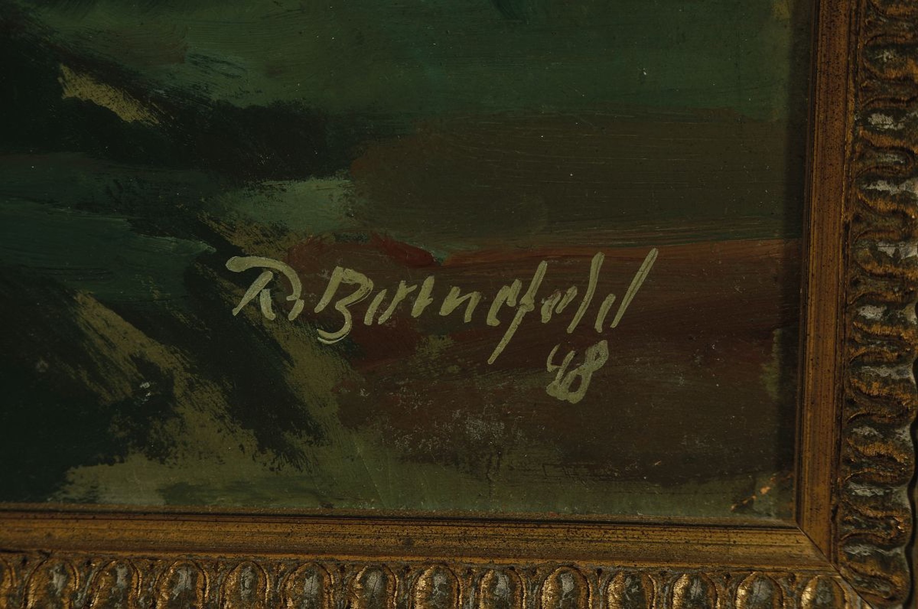 Detail a: H. Bornfeld, Künstler des 20.Jh., Stillleben mit gelben Margeriten in Parklandschaft, verso auf Etikett bez., rechts unten signiert u. datiert ...