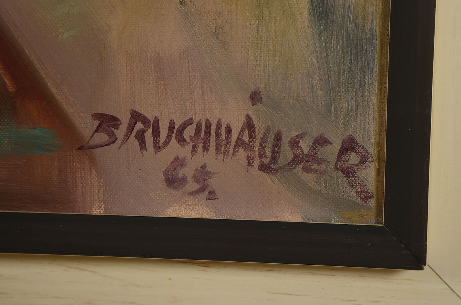 Detail a: Karl Bruchhäuser, 1917-2005, Studium an der Akademie Düsseldorf, war ansässig in Neuwied, hier: Porträt einer Frau mit Pelzstola, Öl/Lwd, rechts ...