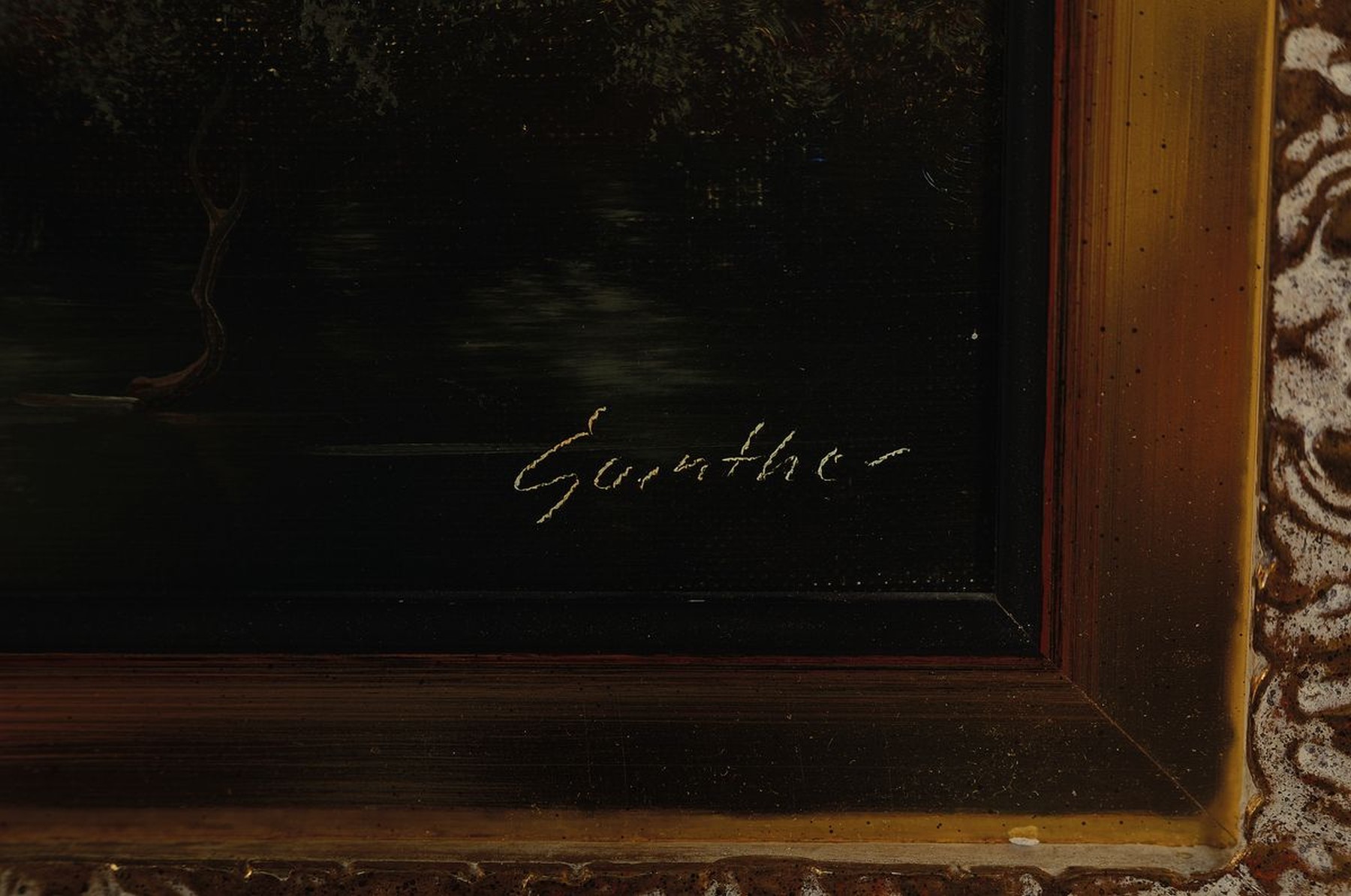 Detail a: Eleonore Guinther, geb. 1947, deutsche Traditionalistin, geb. Gagel, lebt und arbeitet in den Niederlanden, hier: Flusstal mit sich begegnenden ...