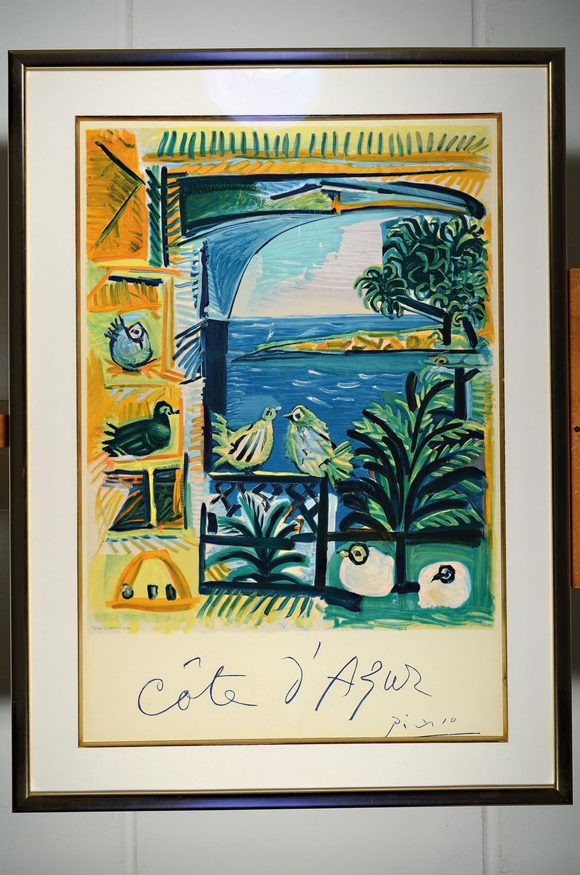 Detail k: Pablo Picasso, 1881-1973, Cote d'Azur, Farblithographie, im Druck signiert, von 1962, ca. 95x65cm, PP, u.Gl., R. ca. 117x86cm