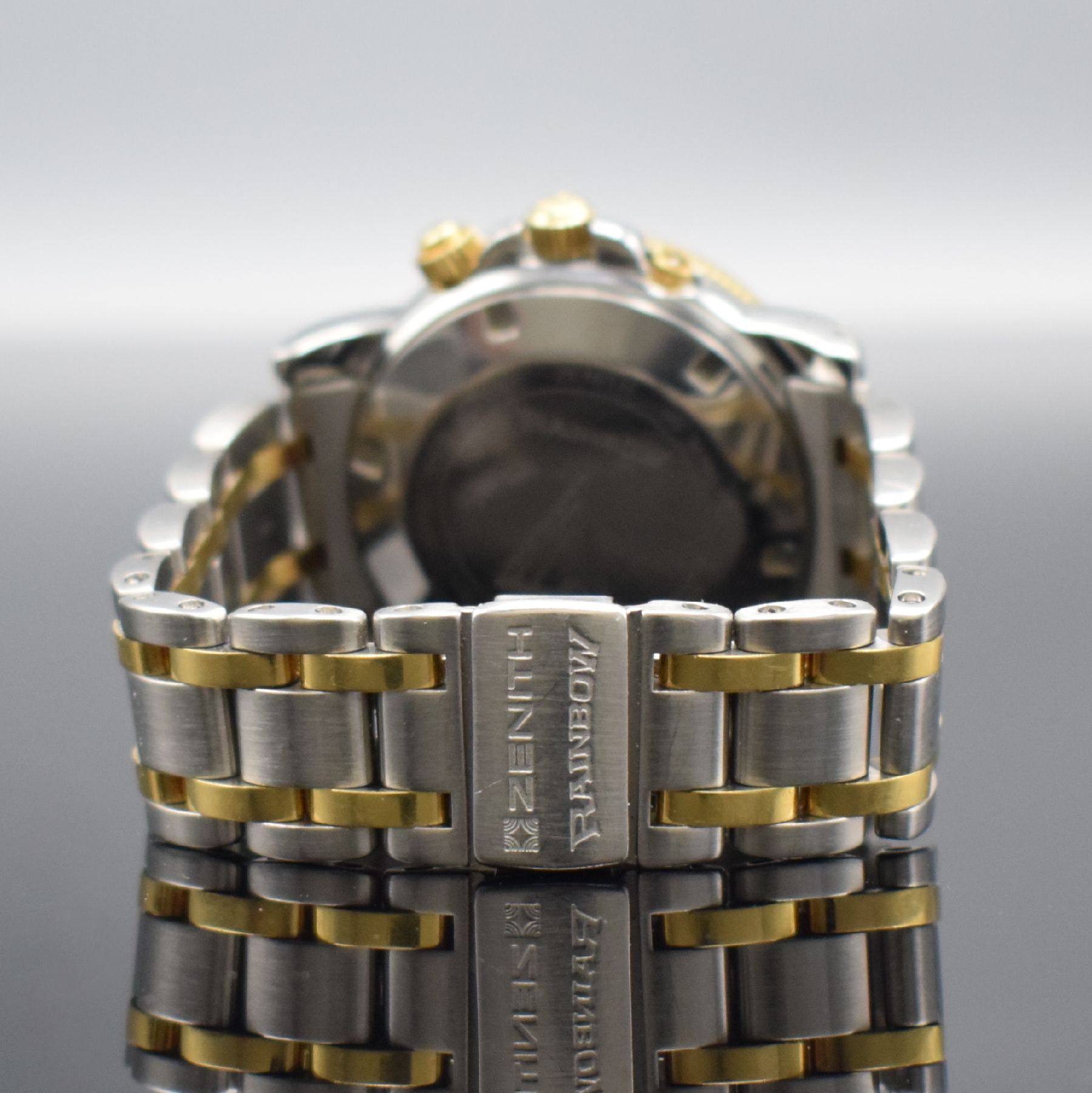 Detail d: ZENITH El Primero Rainbow Herrenarmbanduhr mit Chronograph in Stahl/Gold, Schweiz verk. lt. beil. Garantiekarte 08/2001, Automatik, Ref. ...