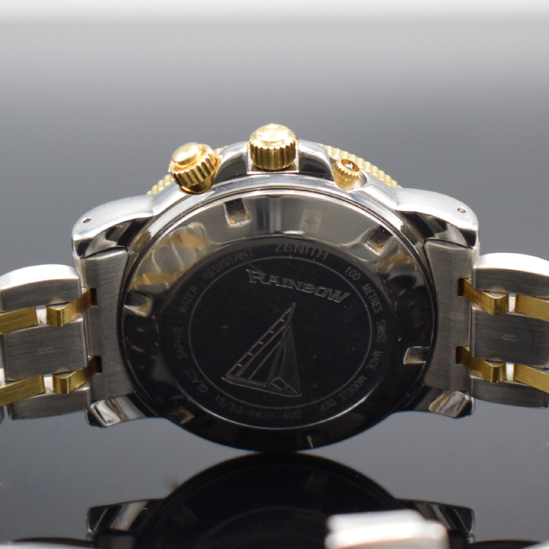 Detail f: ZENITH El Primero Rainbow Herrenarmbanduhr mit Chronograph in Stahl/Gold, Schweiz verk. lt. beil. Garantiekarte 08/2001, Automatik, Ref. ...