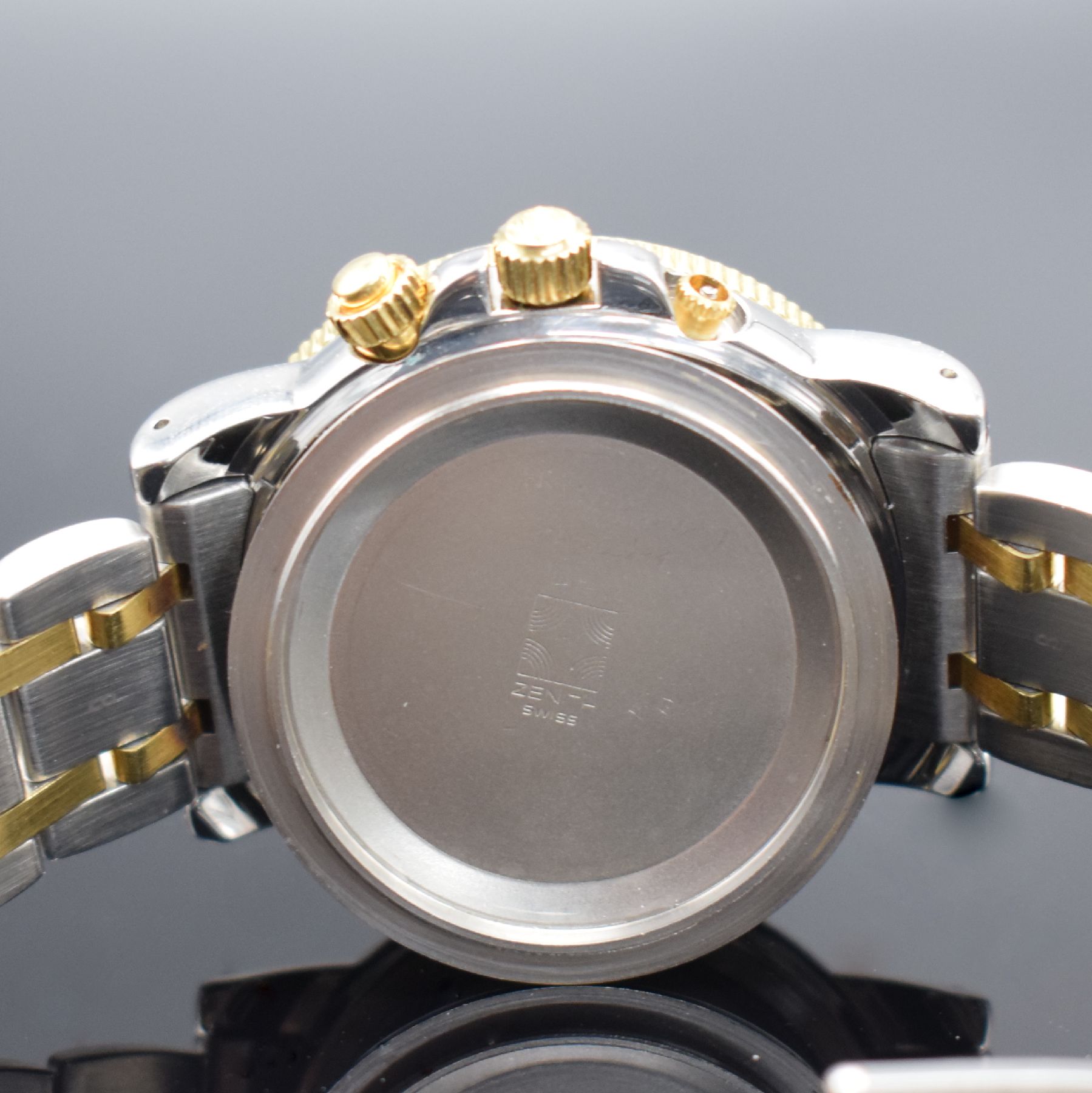 Detail i: ZENITH El Primero Rainbow Herrenarmbanduhr mit Chronograph in Stahl/Gold, Schweiz verk. lt. beil. Garantiekarte 08/2001, Automatik, Ref. ...