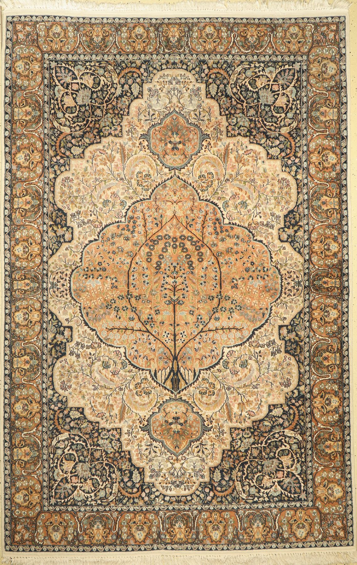 Kaschmir, Indien, ca. 50 Jahre, merzerisierte Baumwolle, ca. 288 x 188 cm, EHZ: 2-3