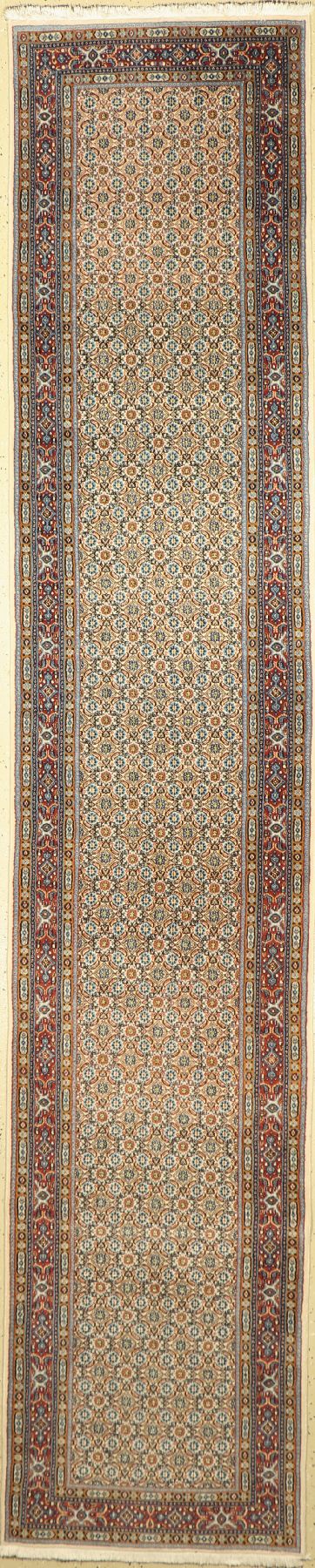 Mud Kork fein, Persien, ca. 40 Jahre, Korkwolle mit Seide, ca. 395 x 78 cm, EHZ: 2