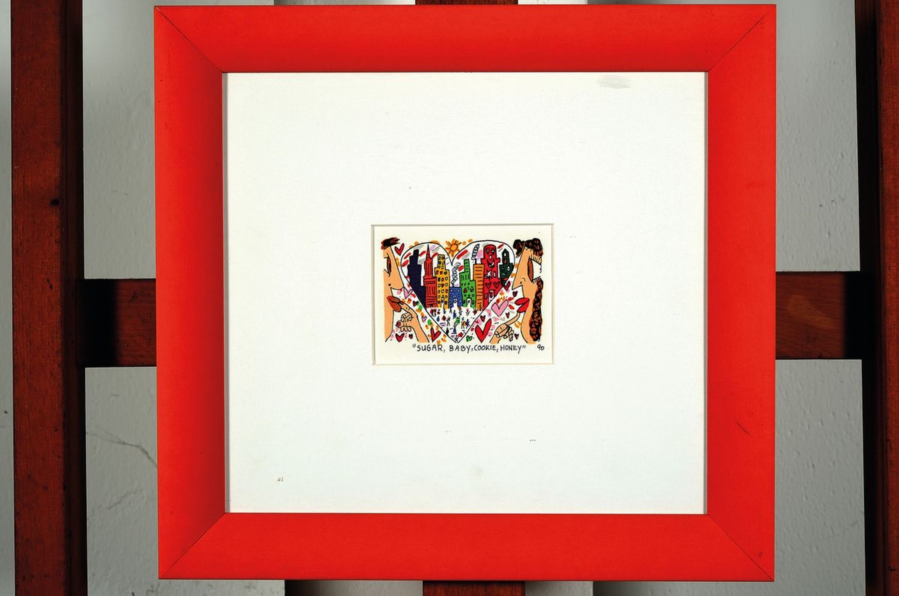 Detail k: James Rizzi, 1950-2011, Lithografie, "sugar, Baby, cookie,Honey", dat. 90, unter Glas, gesamt ca. 28x30cm