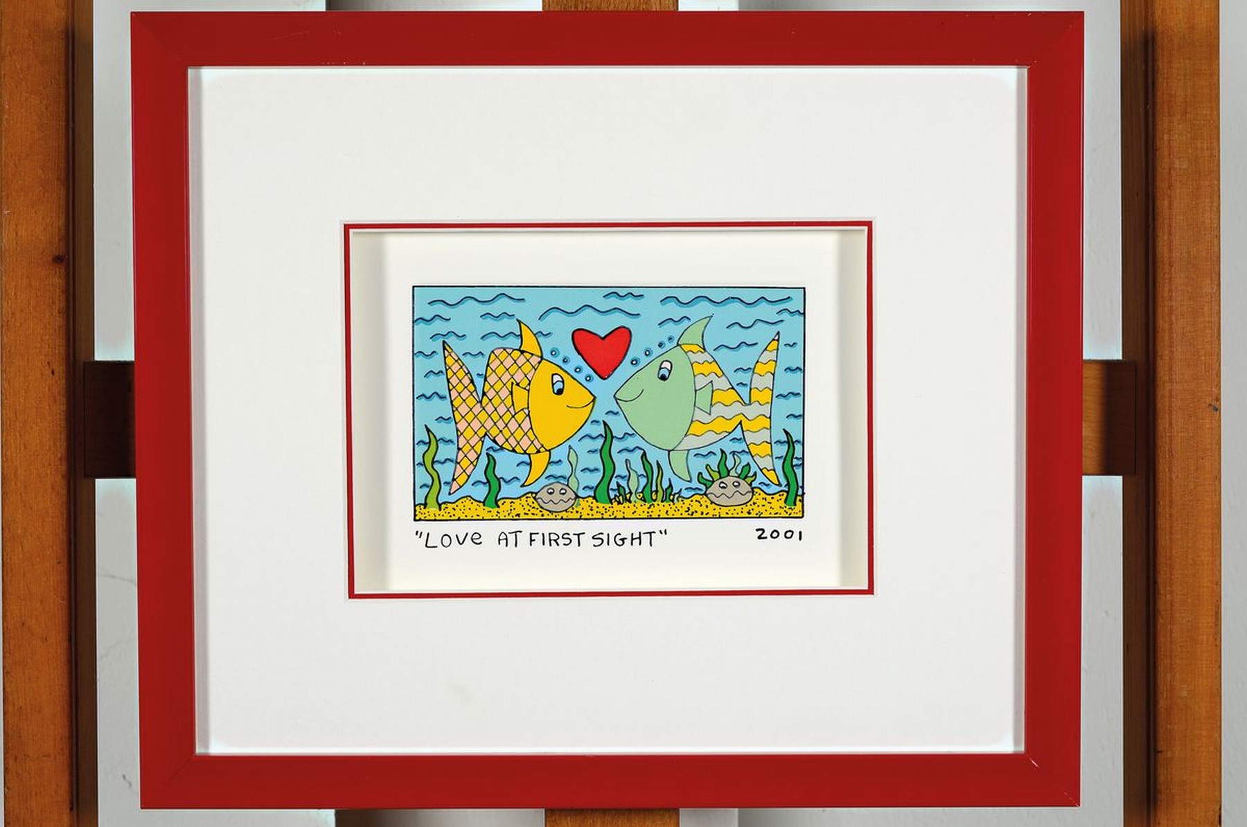 Detail k: James Rizzi, 1950-2011, "Love at First sight", Lithografie, dat. 2001, unter Glas, gesamt ca. 29x34,5 cm