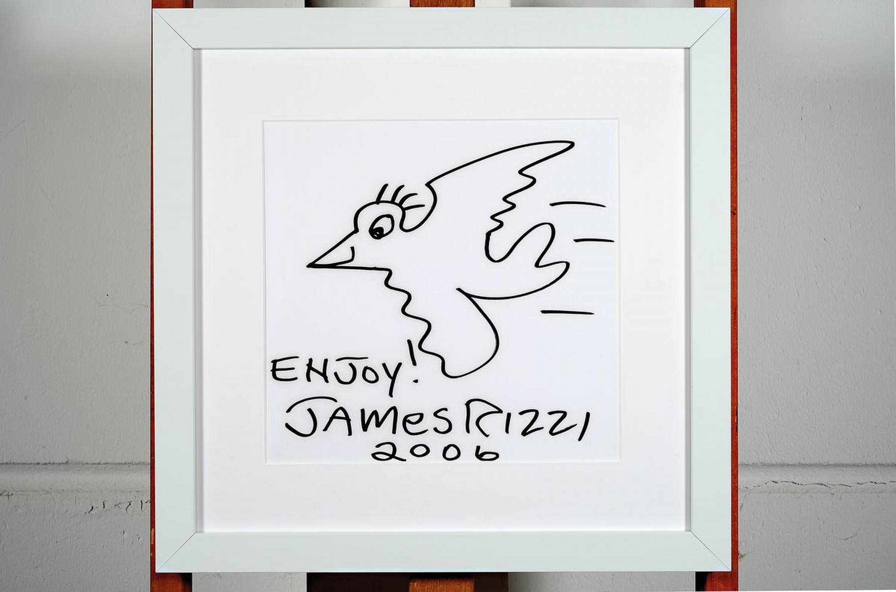 Detail k: James Rizzi, 1950-2011, Filzstiftzeichnung, "Enjoy!" handsign., dat. 2006, unter Glas gerahmt, gesamt ca. 43X44 cm