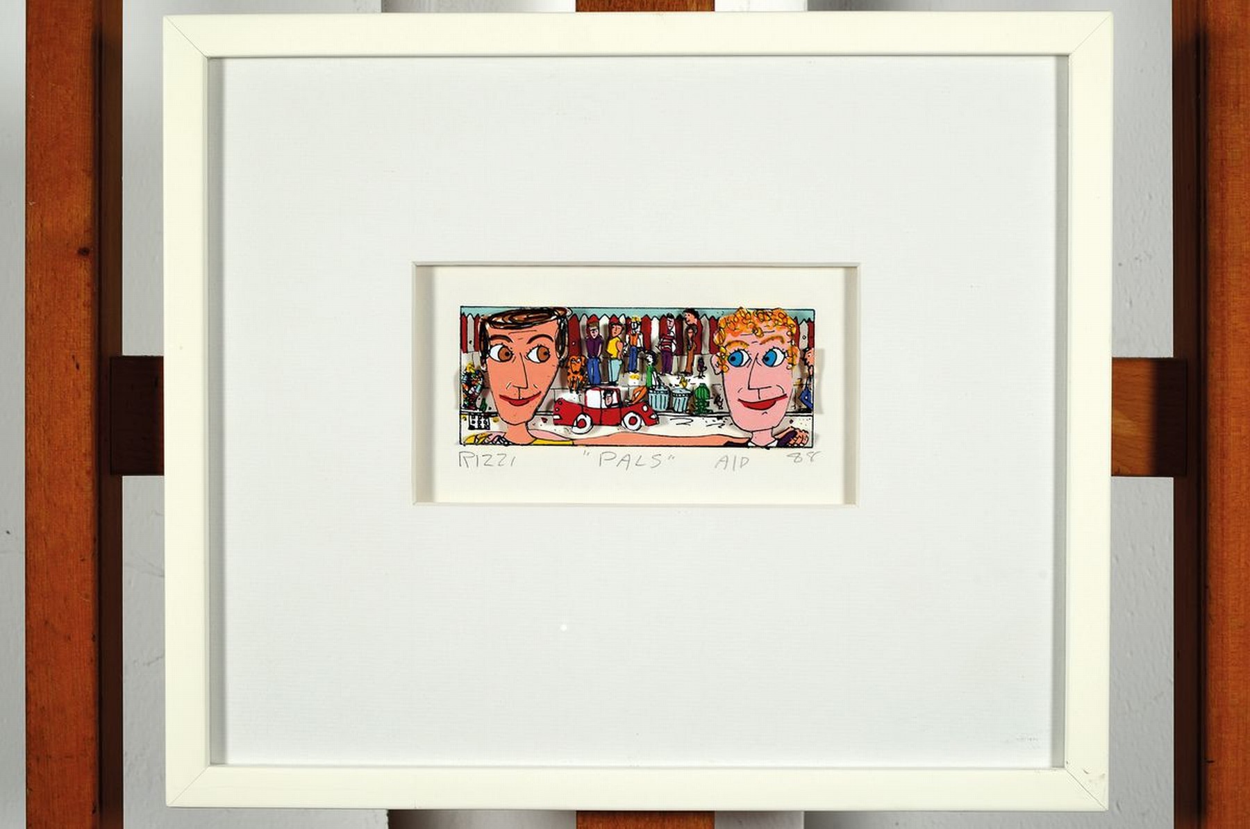 Detail k: James Rizzi, 1950-2011, "Pals", 3D-Konstruktion, handsign., dat.A/P, dat. 88, unter Glas gerahmt, ca. 28,5x33,5 cm