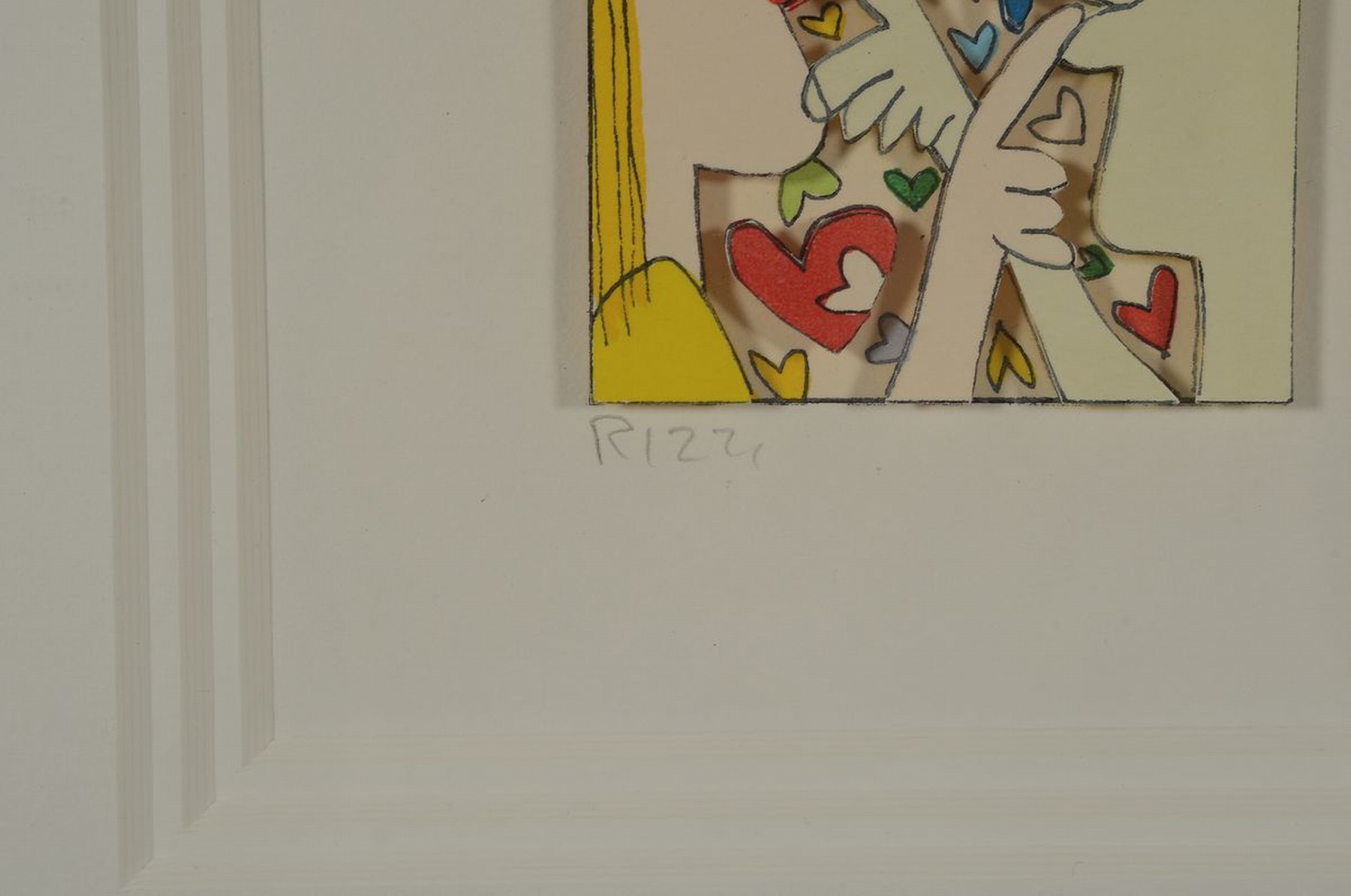 Detail a: James Rizzi, 1950-2011, 3D-Konstruktion "that loving touch", handsign., num. 116/350, dat. 1997, unter Glas gerahmt, R. beschädigt, gesamt ...