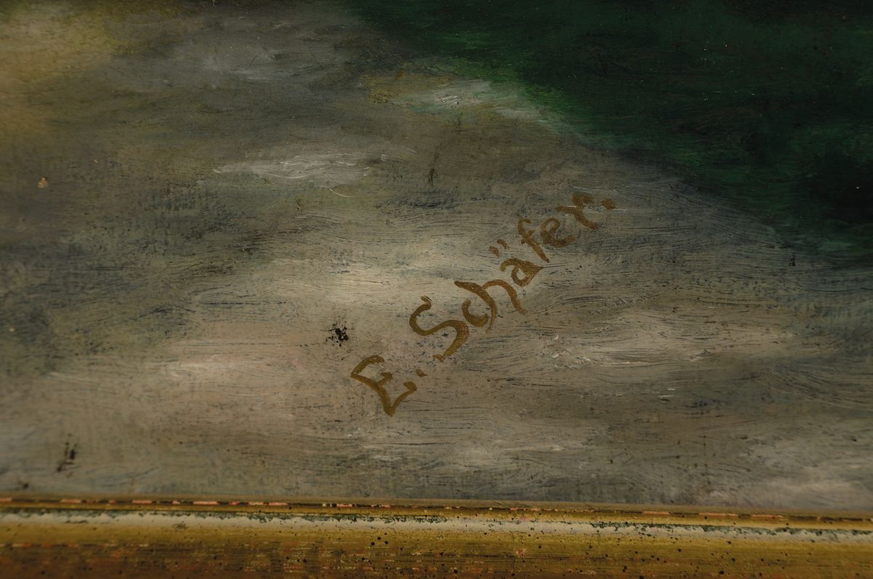 Detail a: E. Schäfer, Maler der 1. Hälfte des 20. Jh., Blumenstillleben mit Margeriten in Vase, Öl/Lwd, rechts unten signiert, ca. 63x45cm