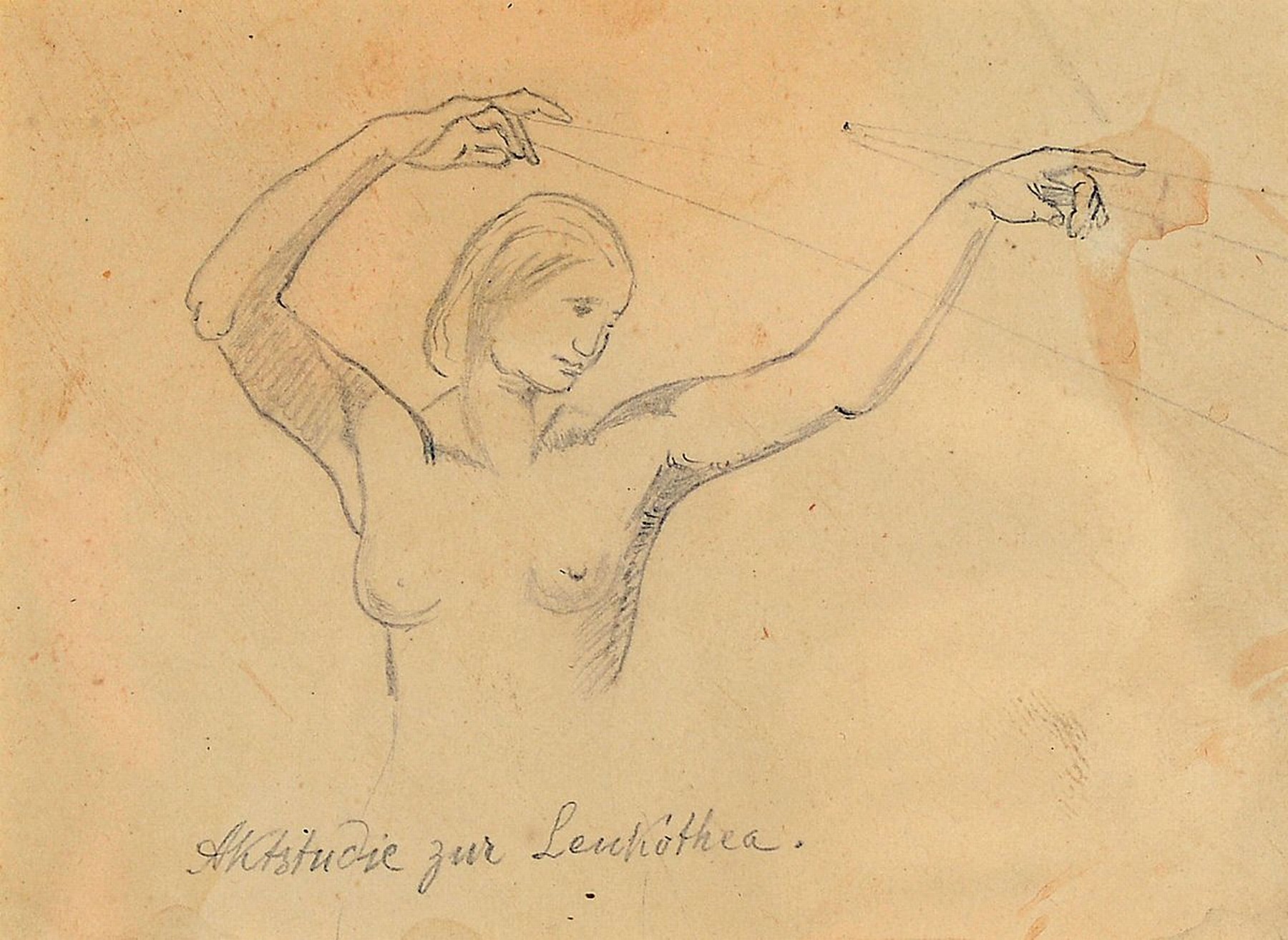 Friedrich Preller, d. Ältere, 1804 Eisenach - 1878 Weimar, zwei Bleistiftzeichnungen, bez."Aktstudie zur Leukothea und Bonaventura ...