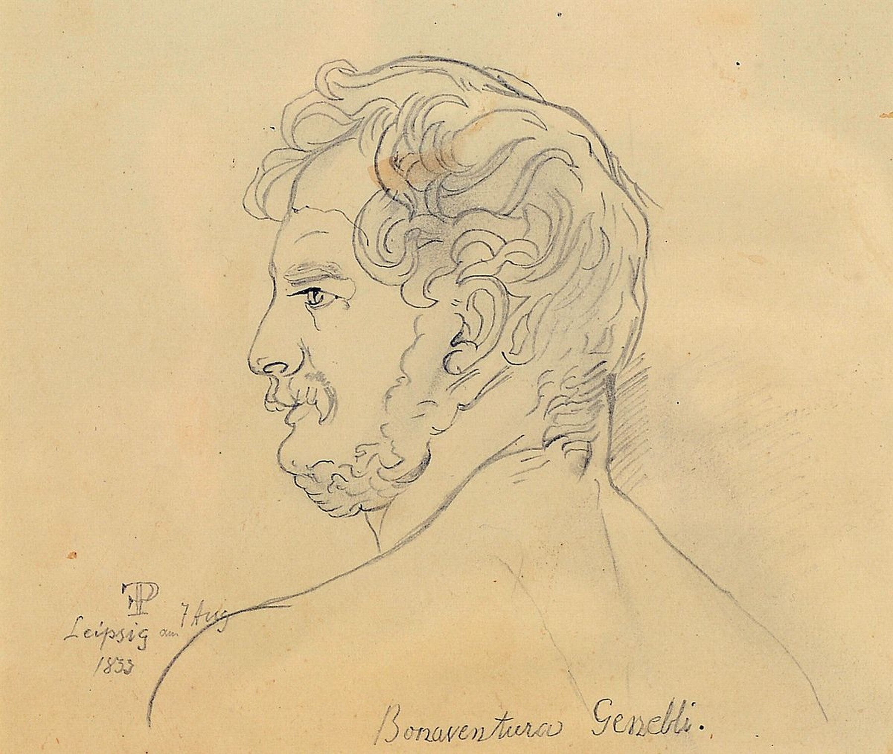 Detail a: Friedrich Preller, d. Ältere, 1804 Eisenach - 1878 Weimar, zwei Bleistiftzeichnungen, bez."Aktstudie zur Leukothea und Bonaventura ...