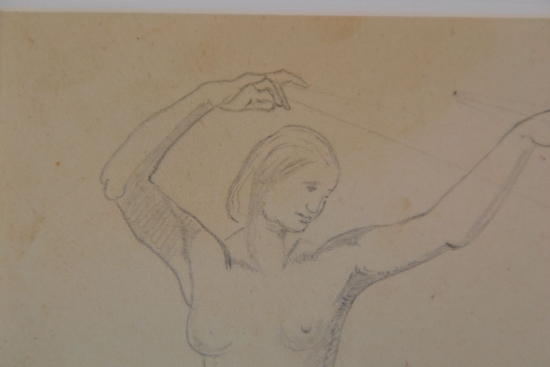Detail b: Friedrich Preller, d. Ältere, 1804 Eisenach - 1878 Weimar, zwei Bleistiftzeichnungen, bez."Aktstudie zur Leukothea und Bonaventura ...