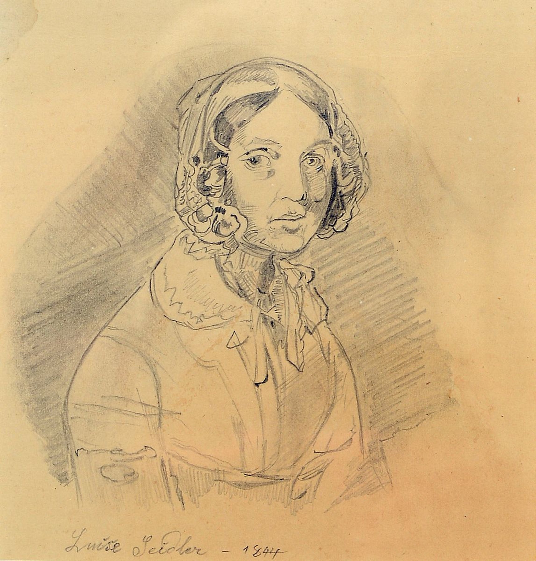 Friedrich Preller, d. Ältere, 1804 Eisenach - 1878 Weimar, Bleistiftzeichnung, bez. "Luise Seidler - 1844" aus einem Skizzenbuch entnommen ...