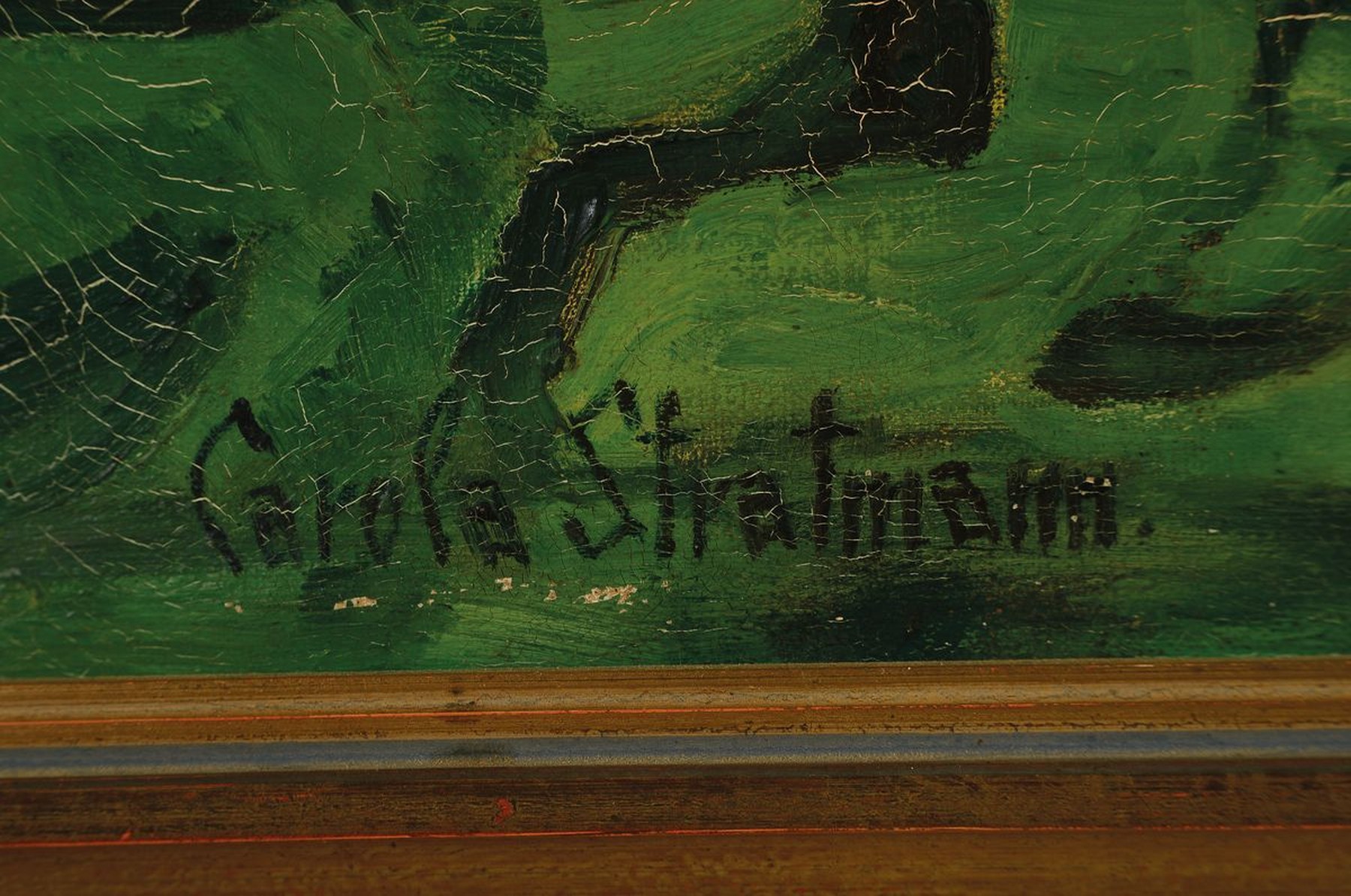 Detail a: Carola Stratmann, 1881 Hamburg-1950 München, Stillleben mit Blumen und Obst, Öl/Lwd, linksunten signiert, ca. 70x58cm, R. ca. 86x74cm