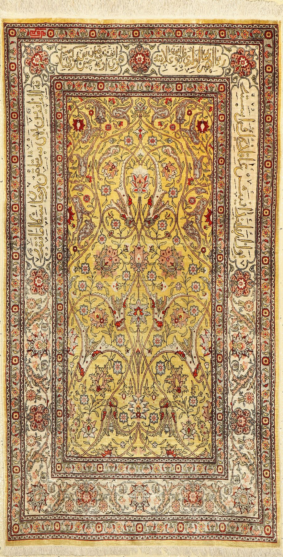 Hereke Seide fein, Türkei, signiert, um 1950, reine Naturseide, ca. 145 x 80 cm, EHZ: 2