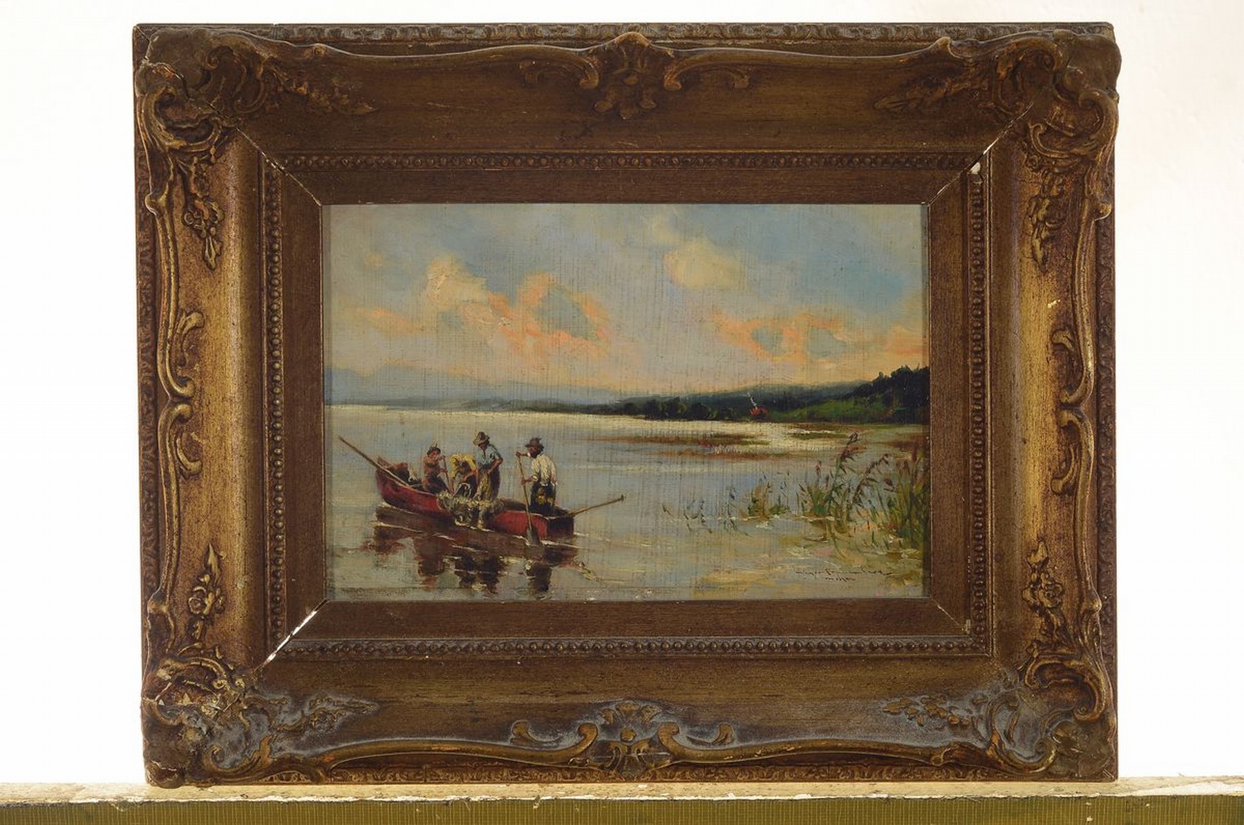 Detail k: Ignaz Mayer-Frauenberg, 1874 Birnkofen-1932, Schüler von Defregger, "Fischer am Chiemsee", so verso bez., Öl/Malkarton, gekonnte ...