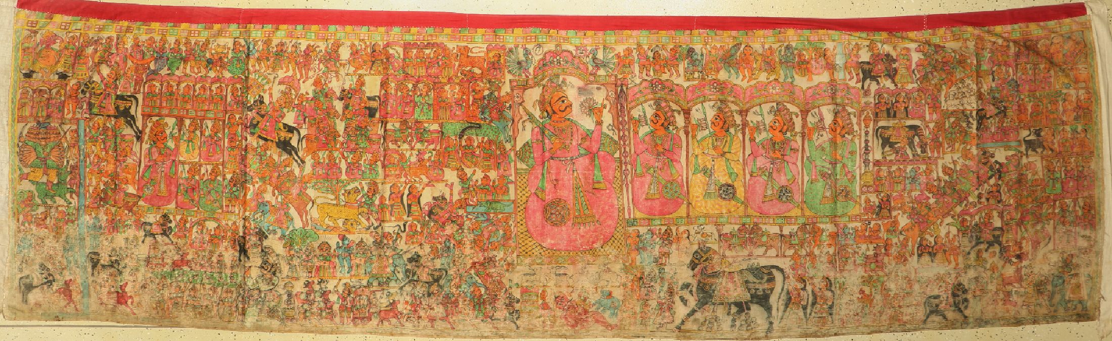 Antike Malerei, Indien, um 1900, Stoffmalerei, ca. 460 x 130 cm, EHZ: 3-4