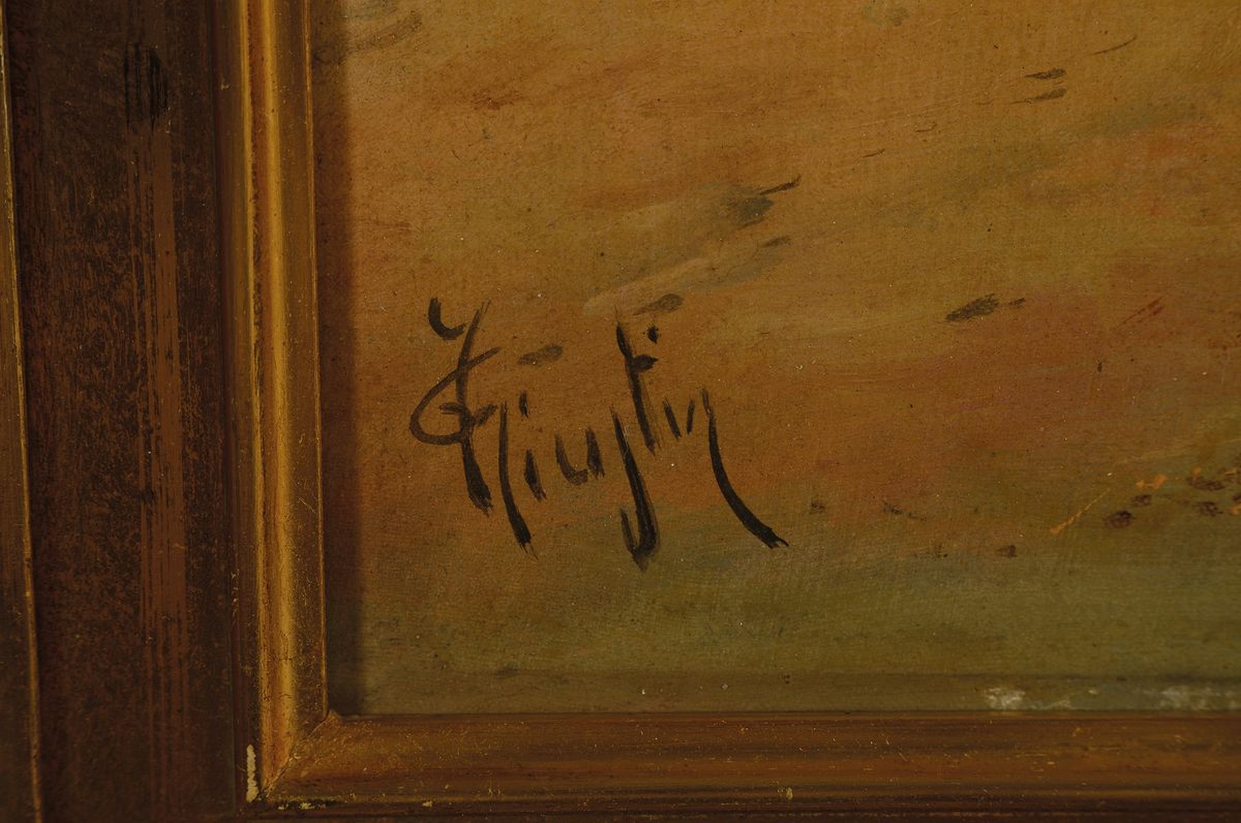 Detail a: Guglielmo Giusti, 1824-1916 Neapel, Fischer im Hafen von Neapel, im Hintergrund der rauchende Vesuv, Öl/Hartfaser, links unten signiert, ca. 48 x 65 ...