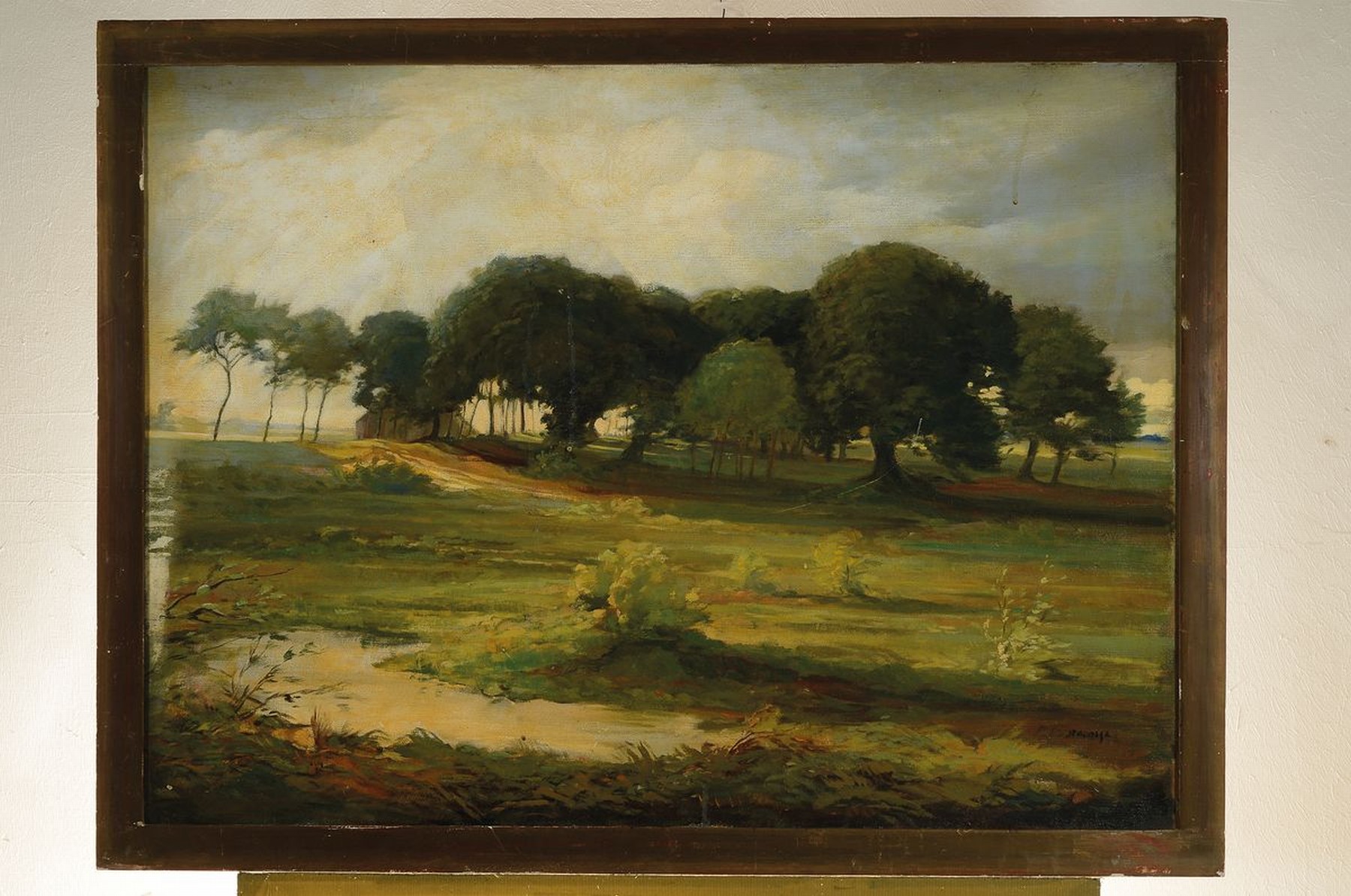 Detail k: Franz Staudigl, 1885 Wien-1944 Passau, Landschaft mit Bäumen, Öl/Lwd, rechts unten signiert, ca. 70 x 96cm, Altersspuren