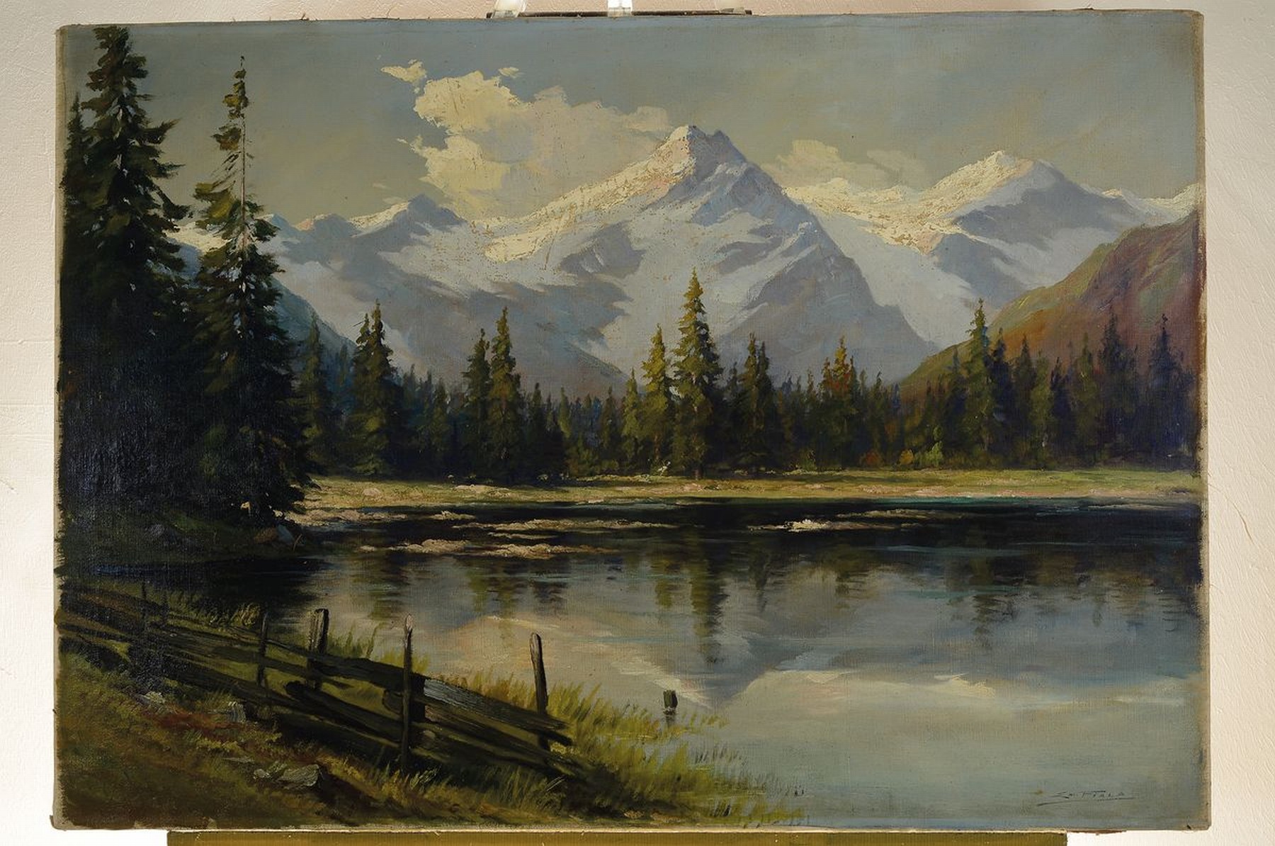 Detail k: Emil Fiala, 1869 Pressnitz-1960 Wien, Hochgebirgslandschaft mit See, Öl/Lwd, re. unten sign., ca. 71 x 100 cm