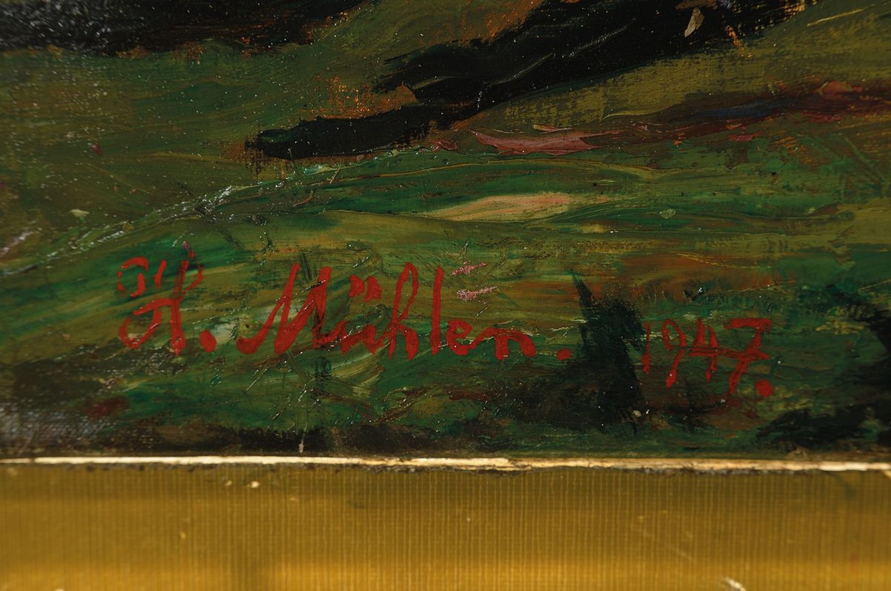 Detail a: Hermann Mühlen, 1886 Düsseldorf-1964 München , Marterl im Hochgebirge, Öl/Lwd, signiert, dat. 1947, 63 x 70 cm