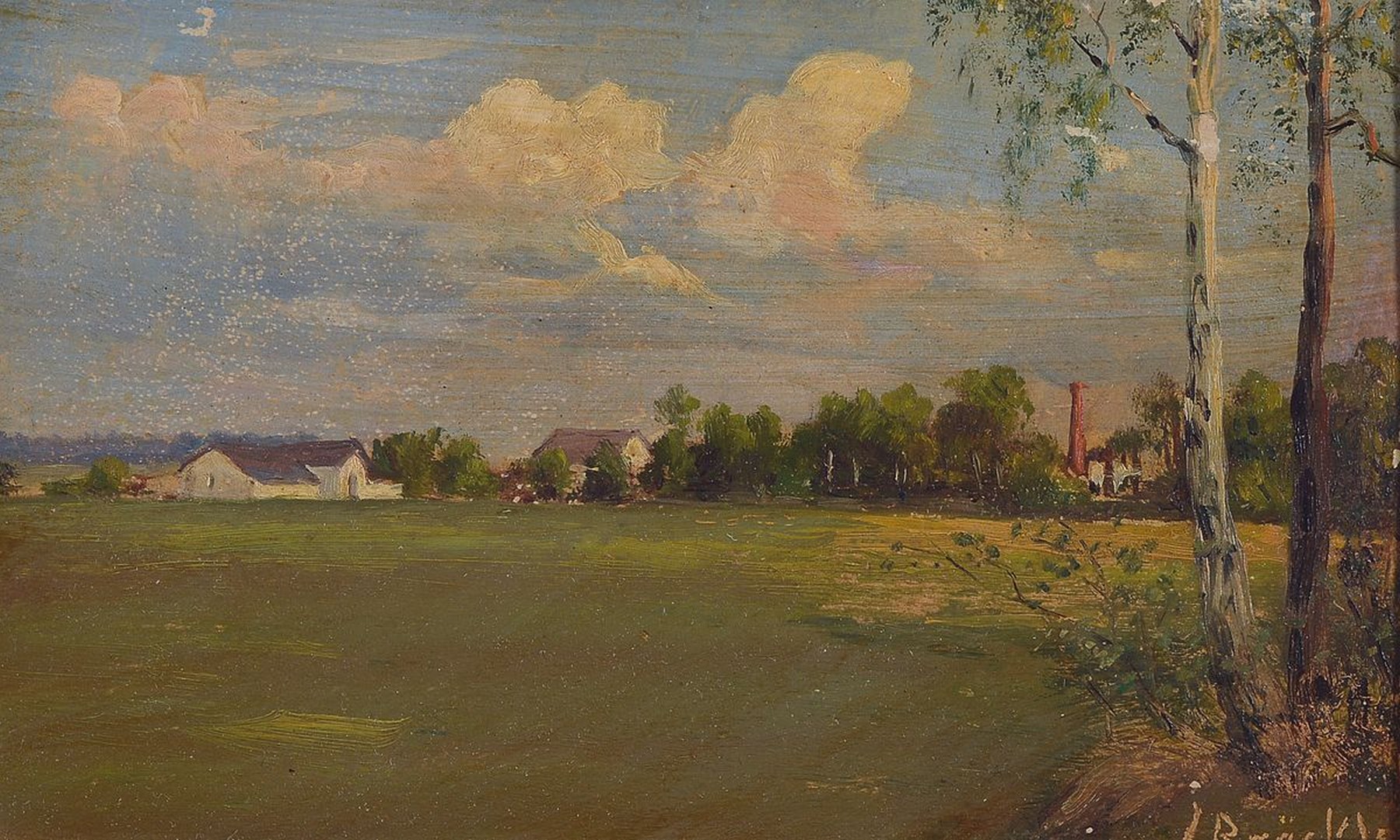 Jakob Bräckle, 1897 Winterreute-1987 Biberach , Studium an der Akademie Stuttgart erhielt 1977 den Professorentitel, hier: Landschaft mit Dorf, ...